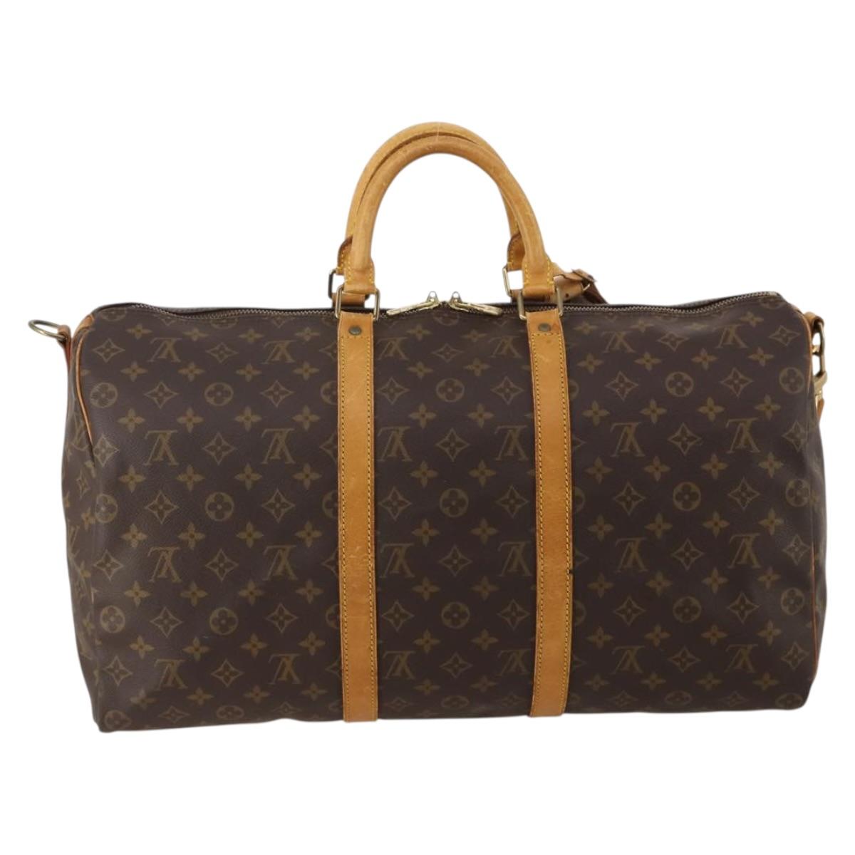 LOUIS VUITTON Monogram Keepall Bandouliere 50 Boston Bag M41416 LV Auth bs36255