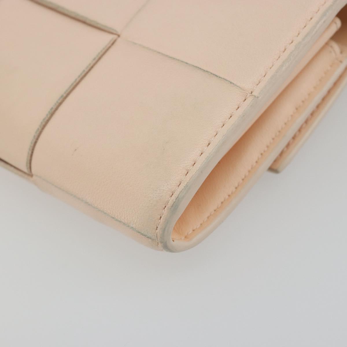 BOTTEGA VENETA MAXI INTRECCIATO Cassette Wallet Leather Beige Gold Auth bs36262