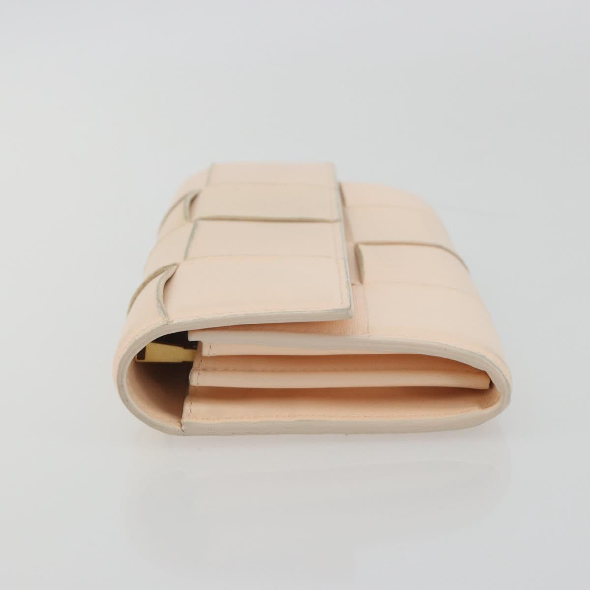 BOTTEGA VENETA MAXI INTRECCIATO Cassette Wallet Leather Beige Gold Auth bs36262