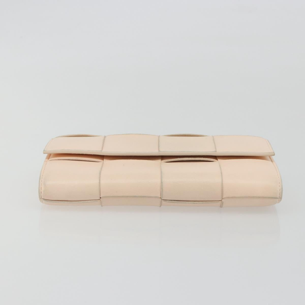 BOTTEGA VENETA MAXI INTRECCIATO Cassette Wallet Leather Beige Gold Auth bs36262