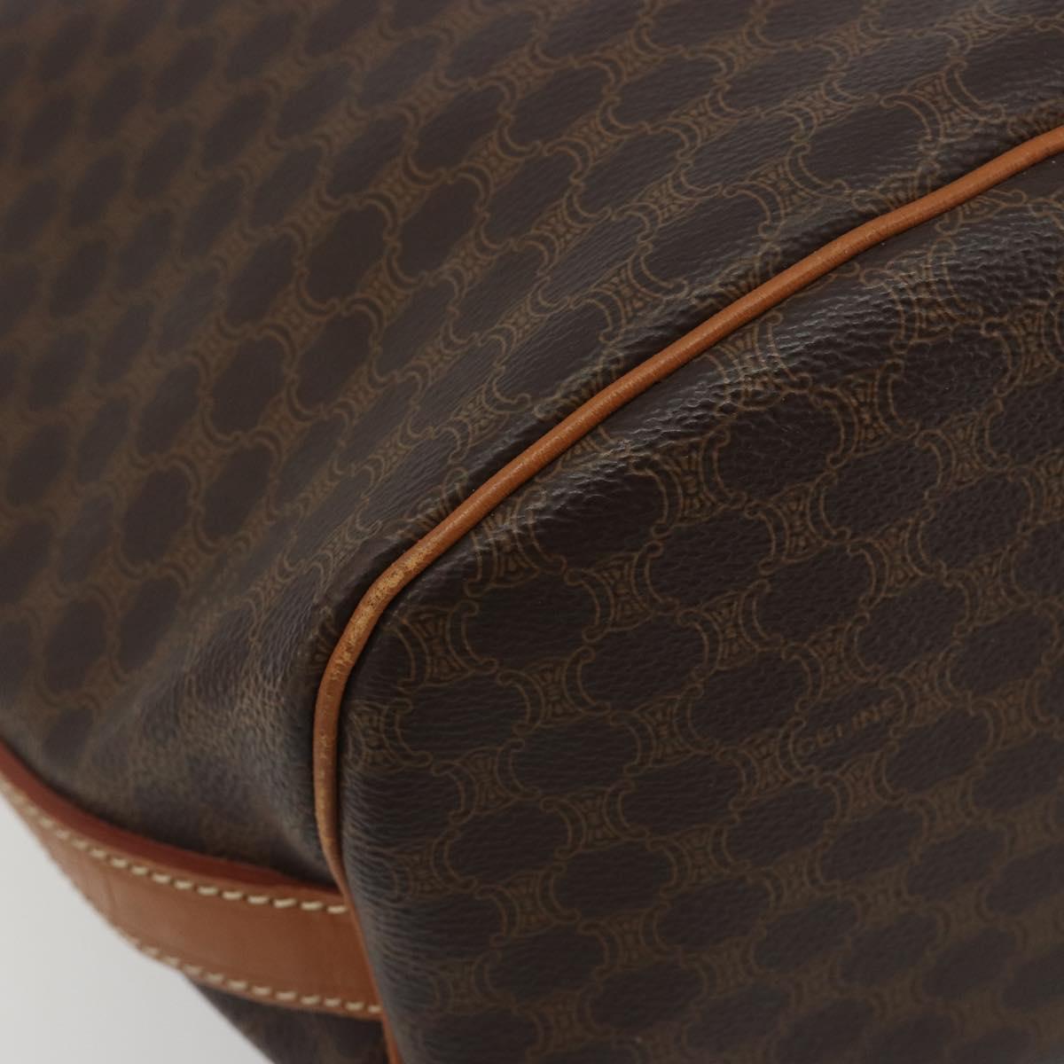 CELINE Macadam Canvas Shoulder Bag PVC Leather Brown Gold Auth bs36270