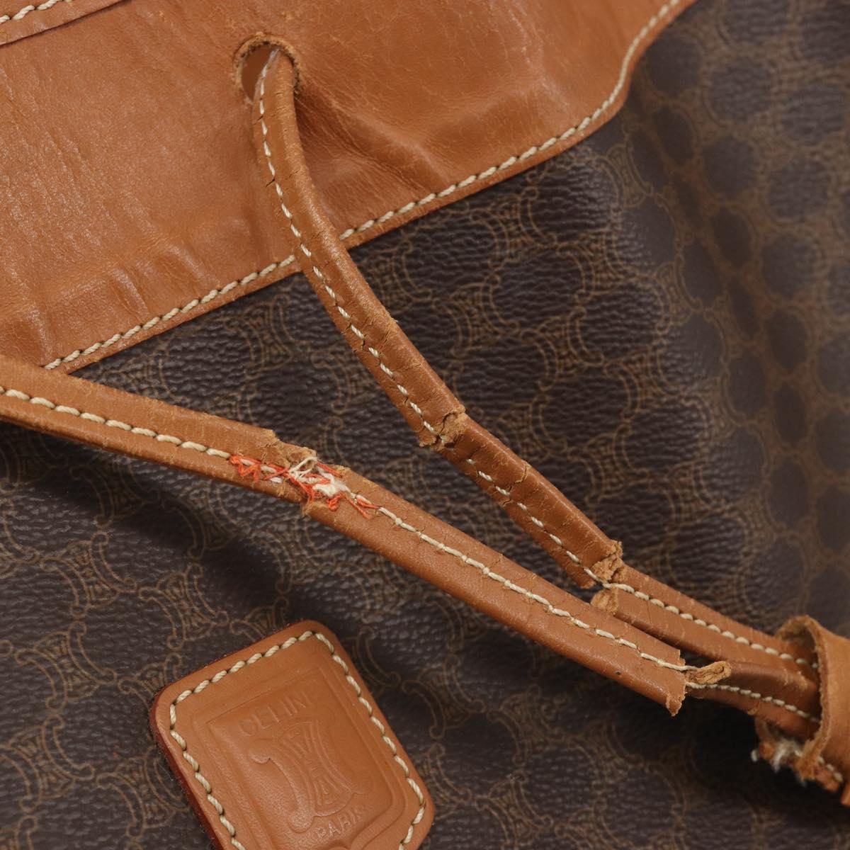 CELINE Macadam Canvas Shoulder Bag PVC Leather Brown Gold Auth bs36270