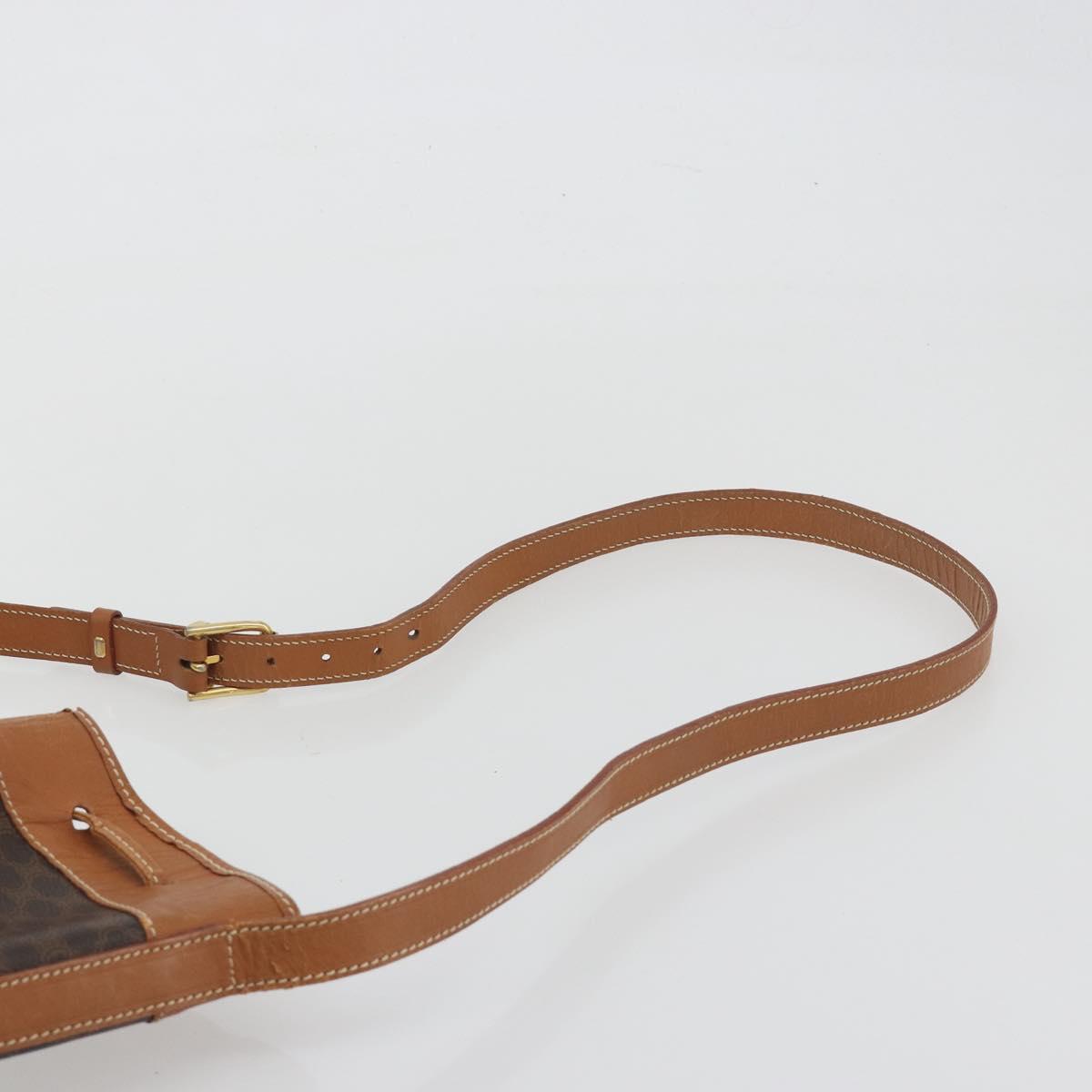 CELINE Macadam Canvas Shoulder Bag PVC Leather Brown Gold Auth bs36270