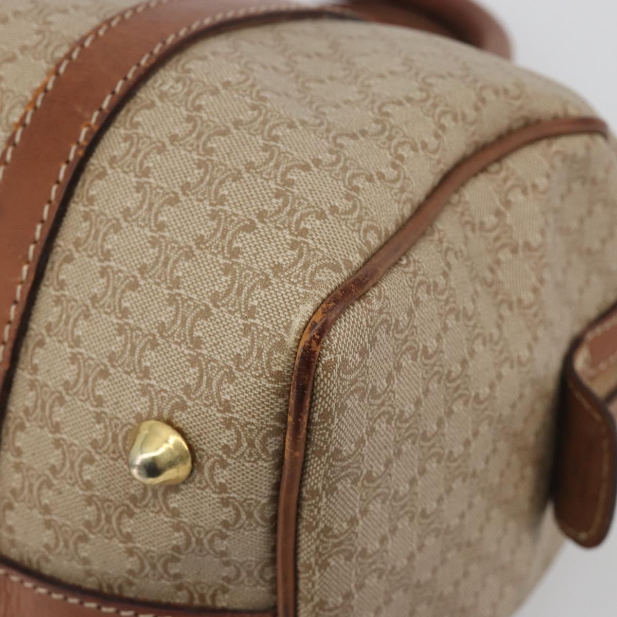 CELINE Macadam Canvas Hand Bag PVC Beige Gold Auth bs36271