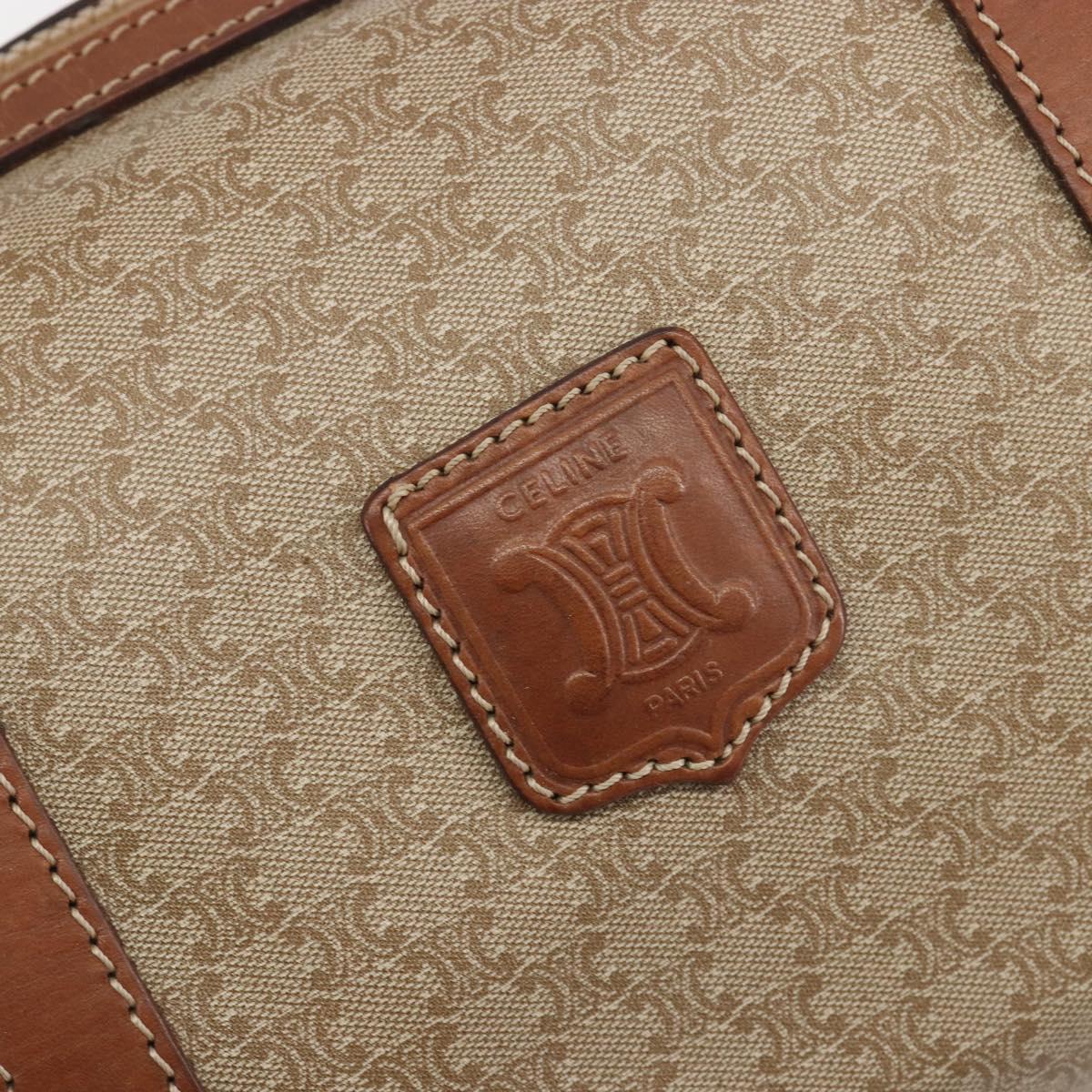 CELINE Macadam Canvas Hand Bag PVC Beige Gold Auth bs36271