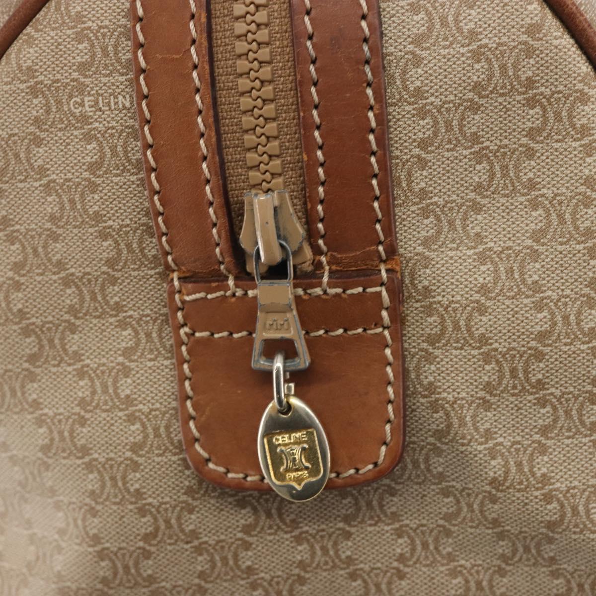 CELINE Macadam Canvas Hand Bag PVC Beige Gold Auth bs36271