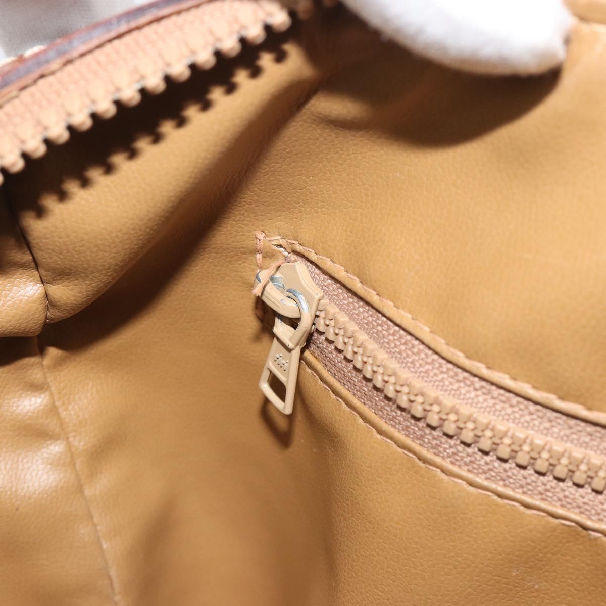 CELINE Macadam Canvas Hand Bag PVC Beige Gold Auth bs36271