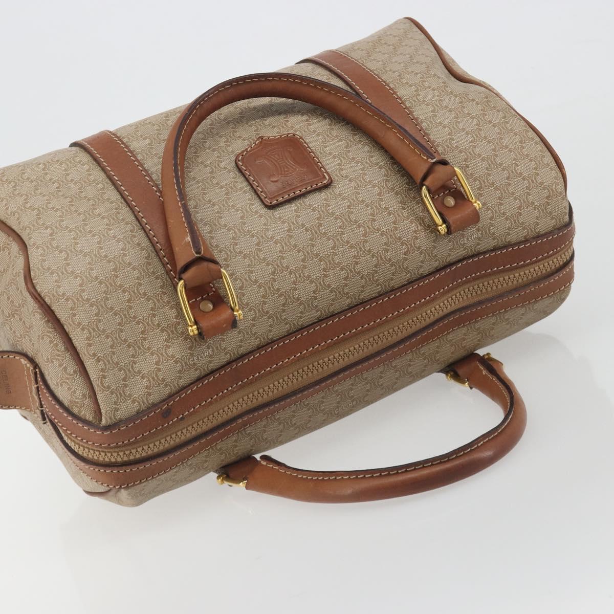 CELINE Macadam Canvas Hand Bag PVC Beige Gold Auth bs36271