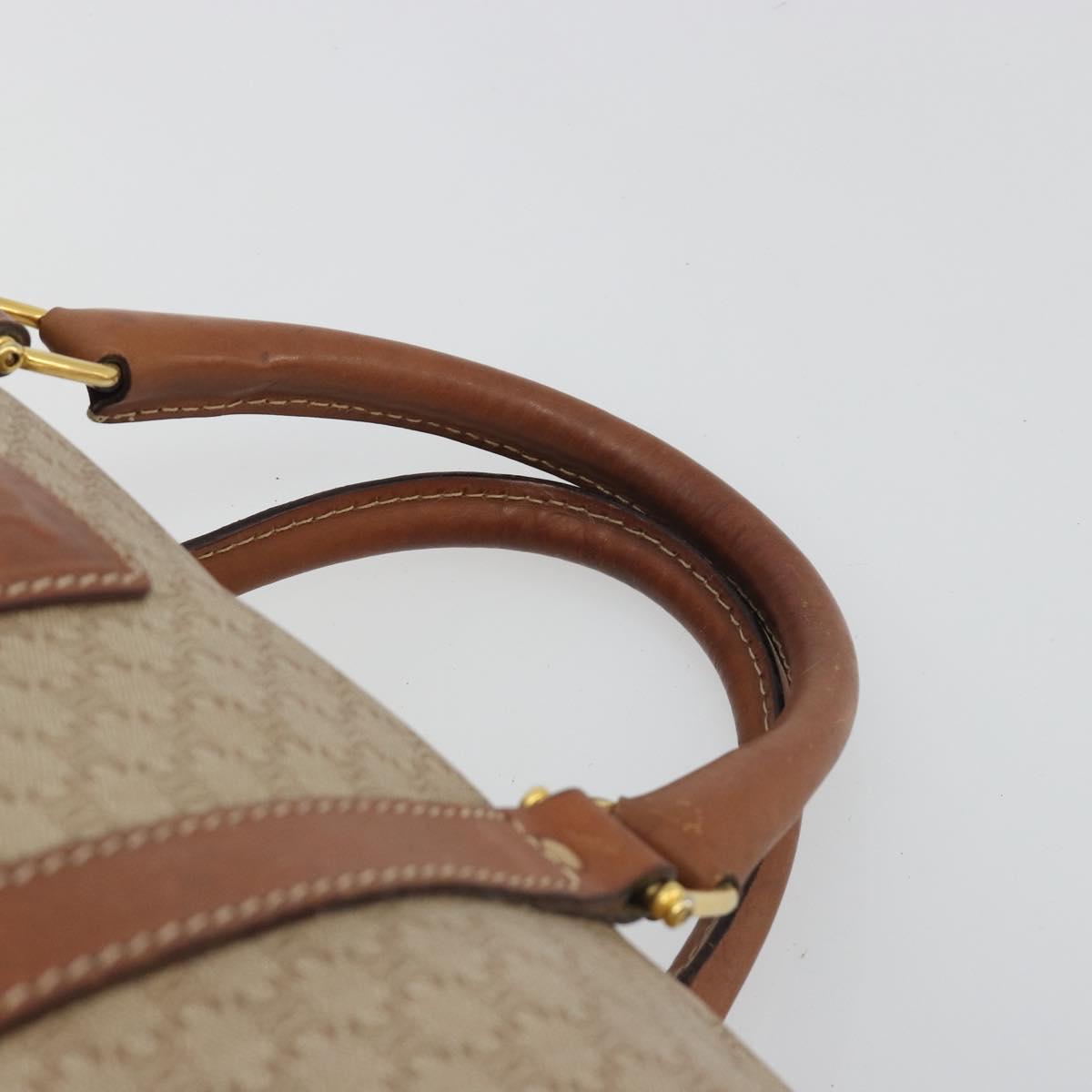 CELINE Macadam Canvas Hand Bag PVC Beige Gold Auth bs36271