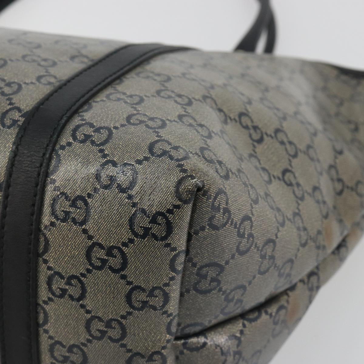 GUCCI GG Crystal Tote Bag Coated Canvas Navy Gold 197953 Auth bs36273