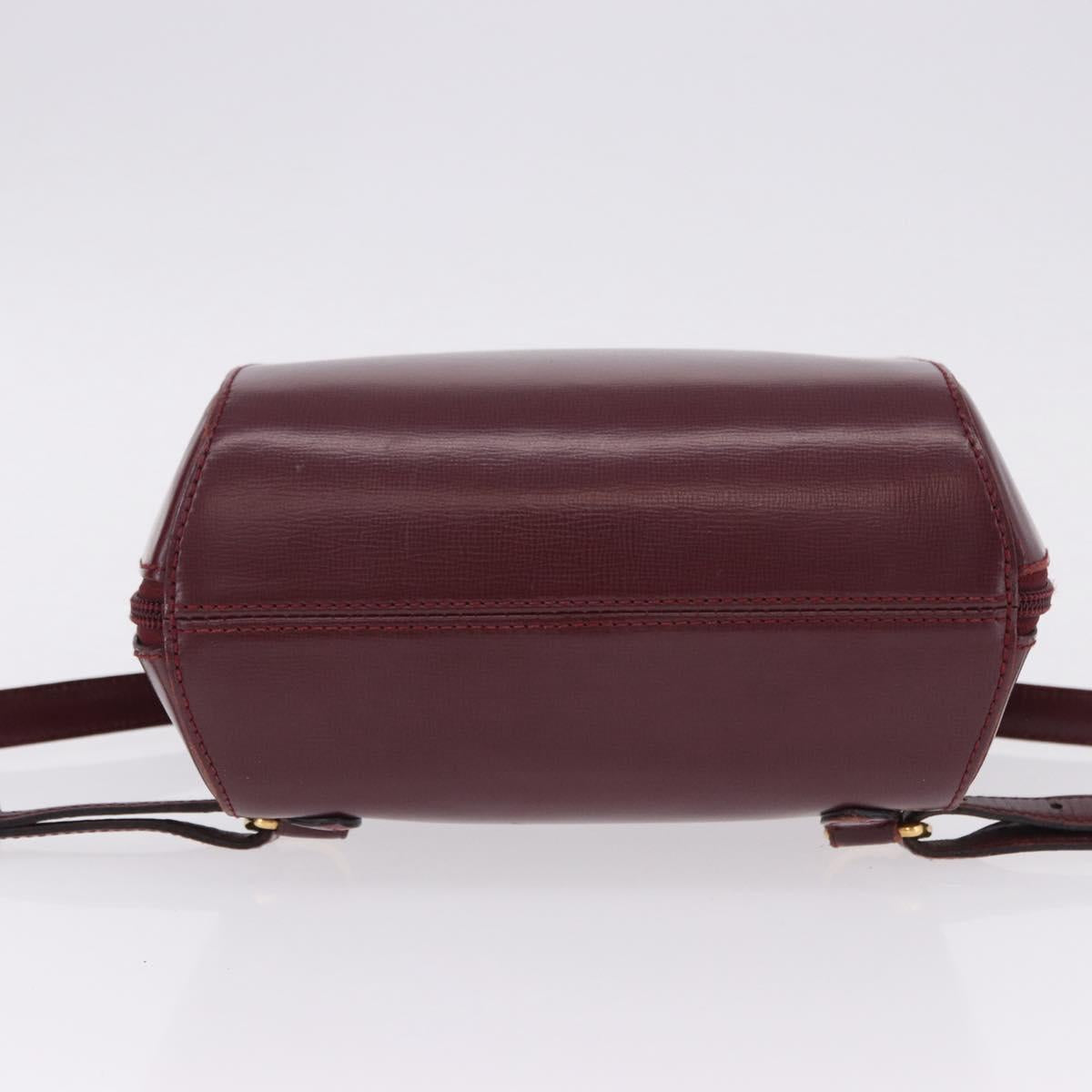 CARTIER Backpack Leather Bordeaux Gold Auth bs36274