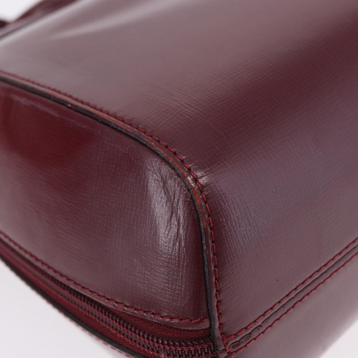 CARTIER Backpack Leather Bordeaux Gold Auth bs36274