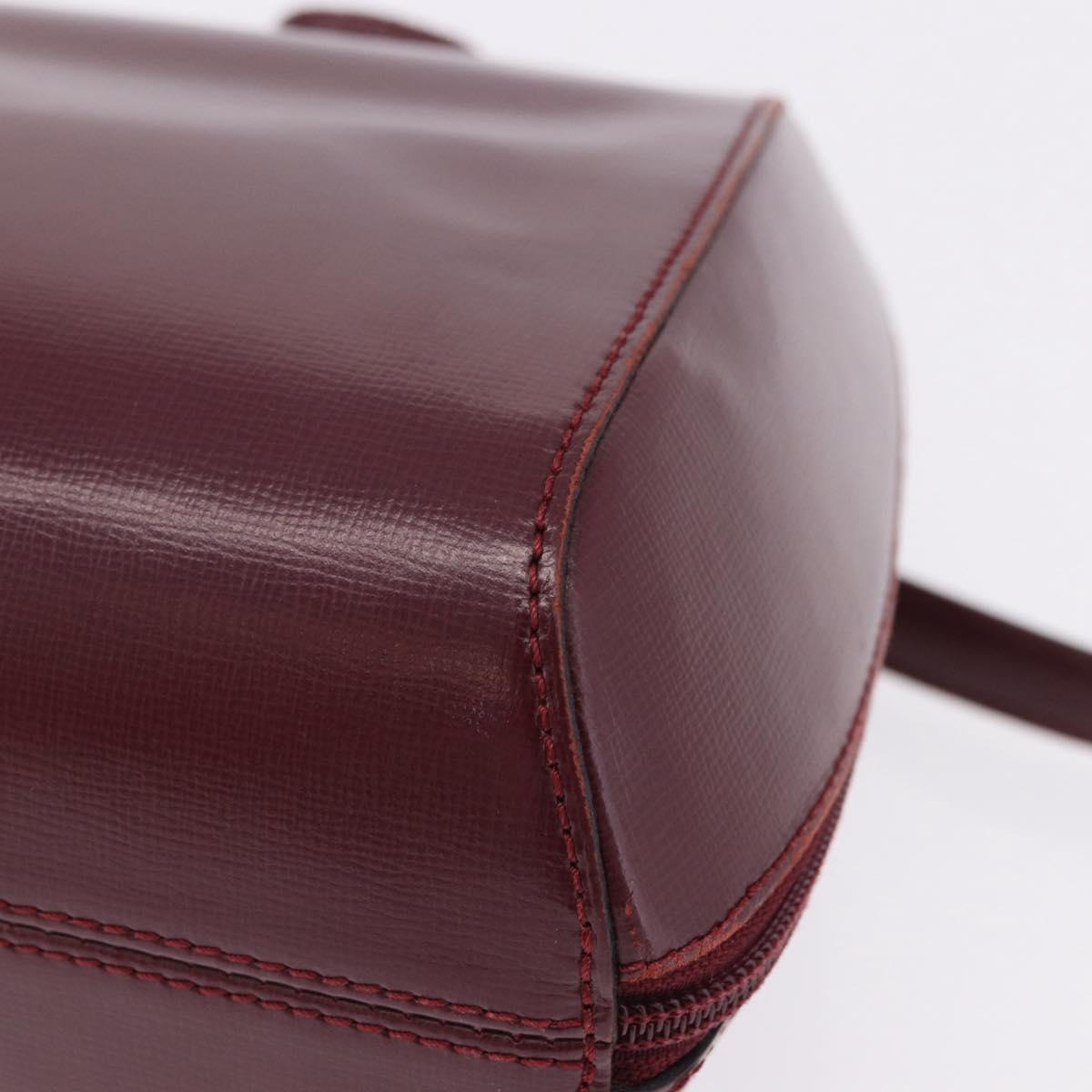 CARTIER Backpack Leather Bordeaux Gold Auth bs36274
