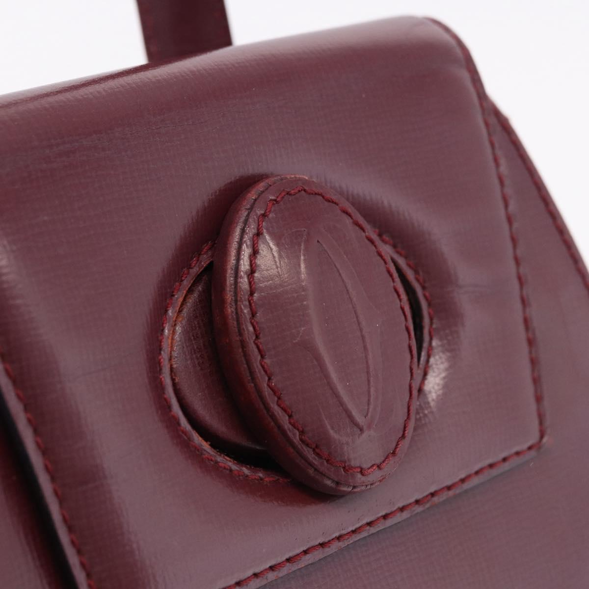 CARTIER Backpack Leather Bordeaux Gold Auth bs36274