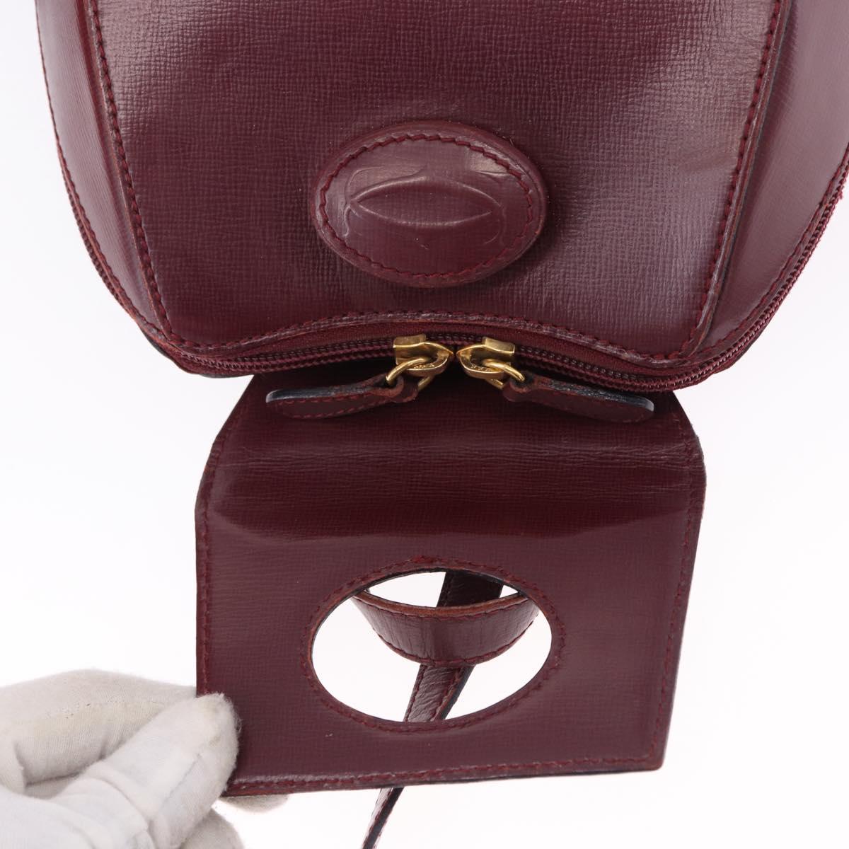 CARTIER Backpack Leather Bordeaux Gold Auth bs36274