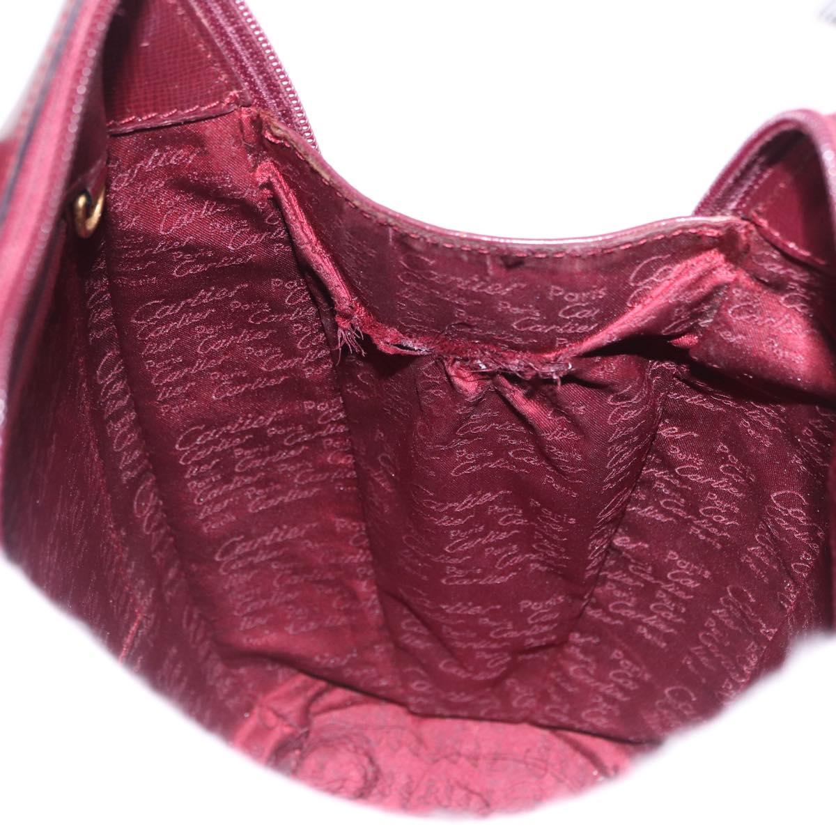 CARTIER Backpack Leather Bordeaux Gold Auth bs36274