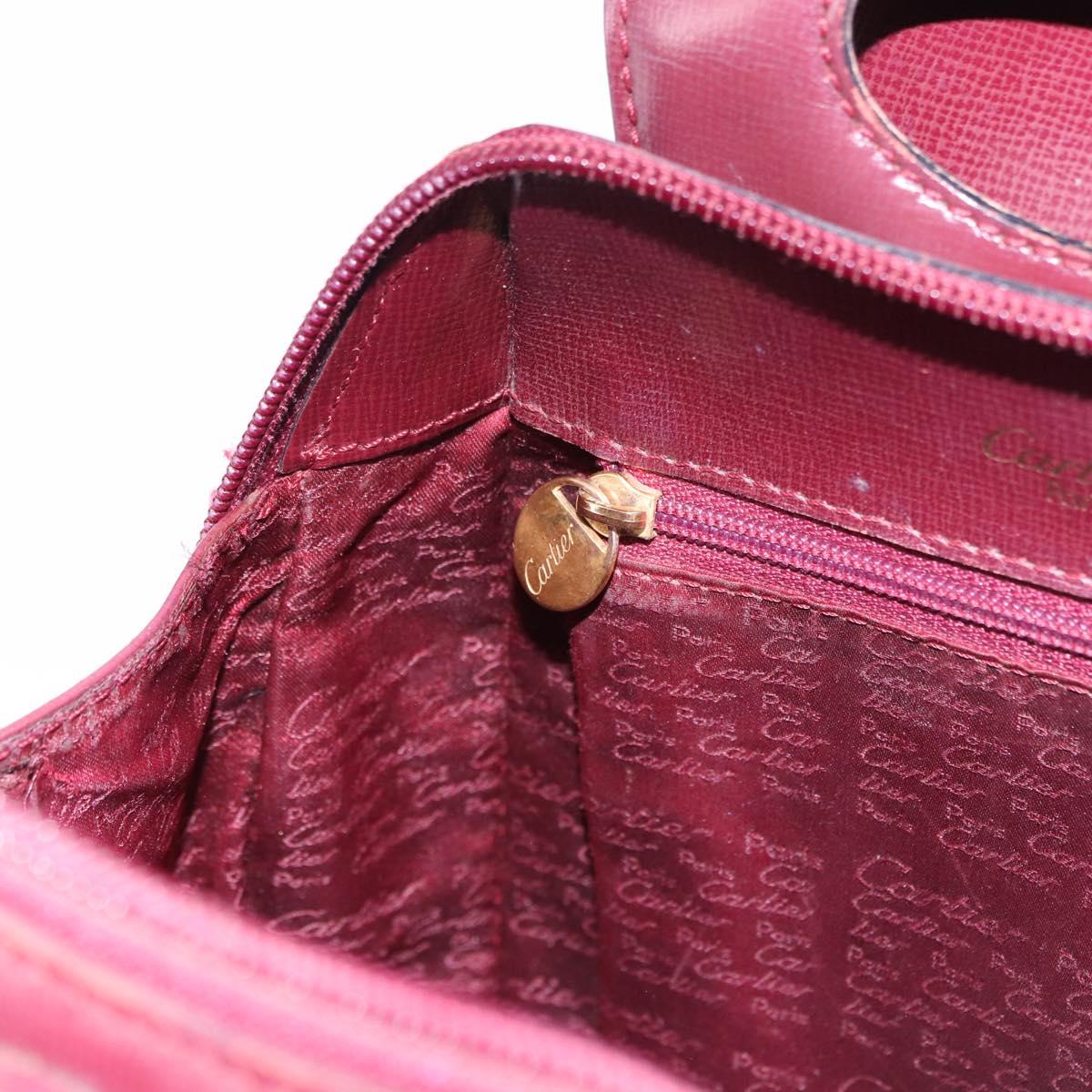 CARTIER Backpack Leather Bordeaux Gold Auth bs36274