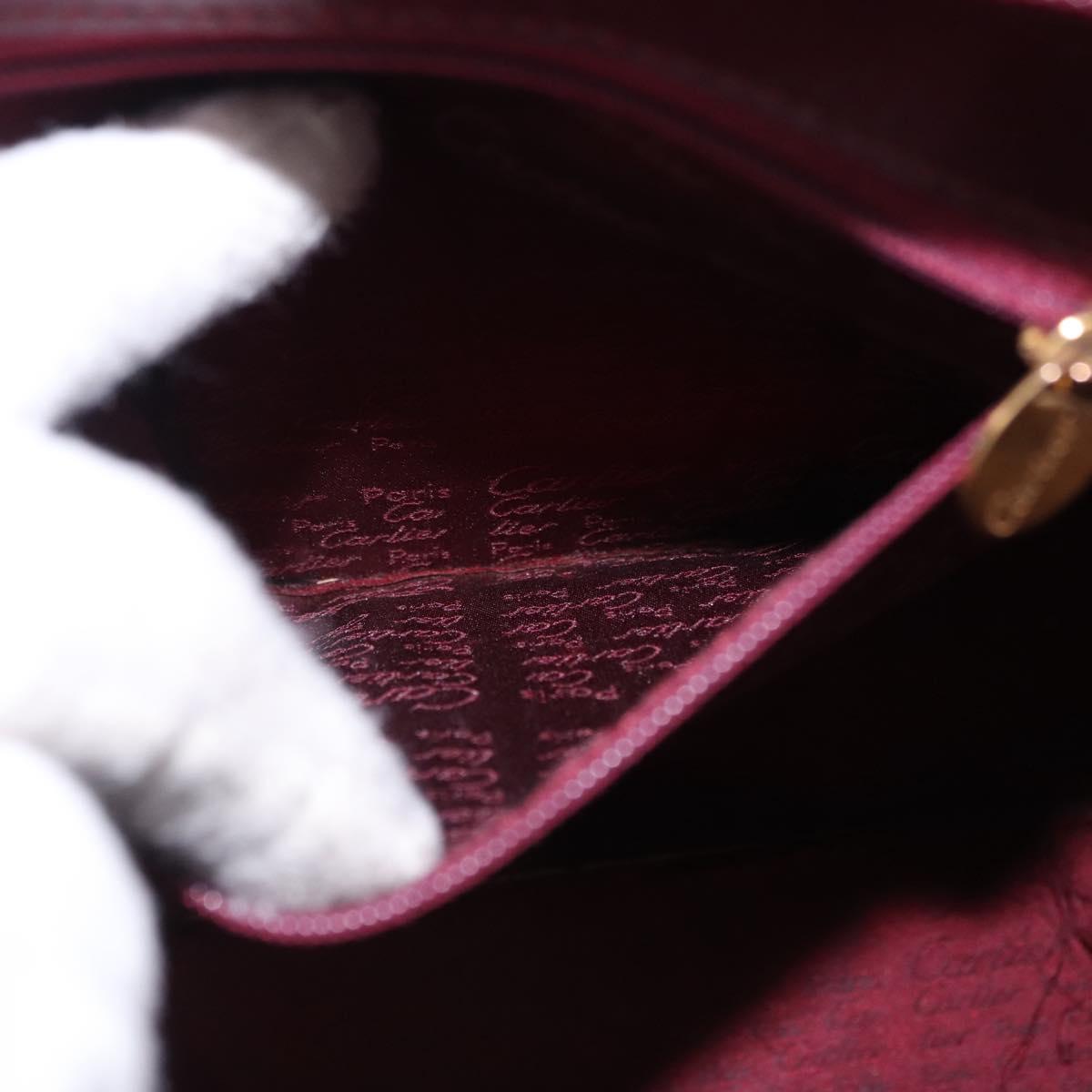 CARTIER Backpack Leather Bordeaux Gold Auth bs36274