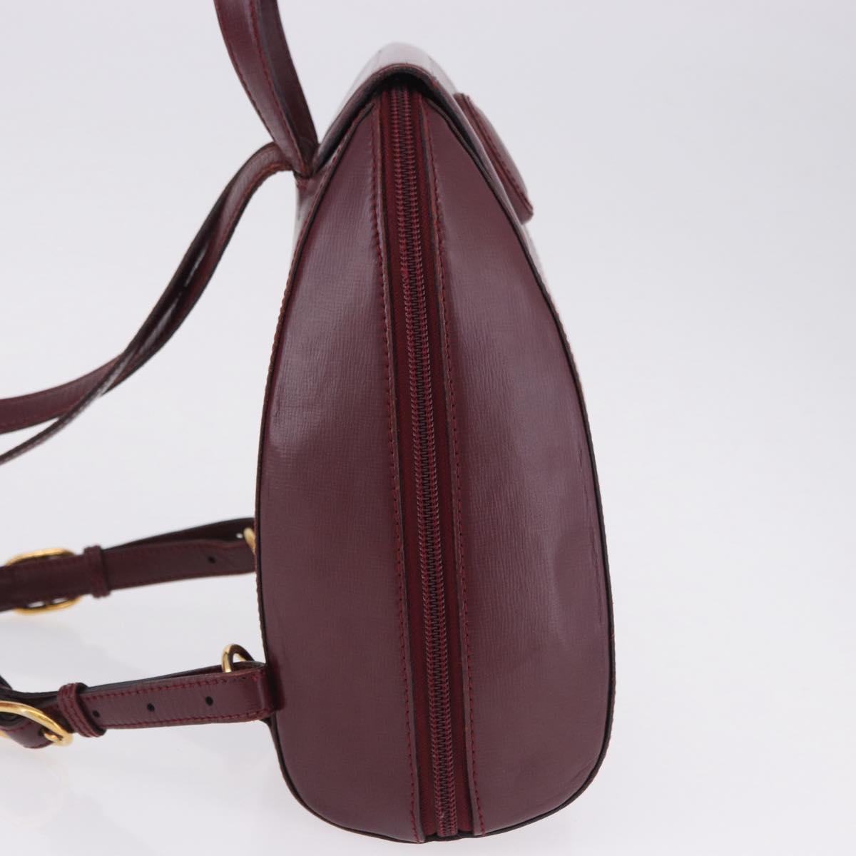 CARTIER Backpack Leather Bordeaux Gold Auth bs36274