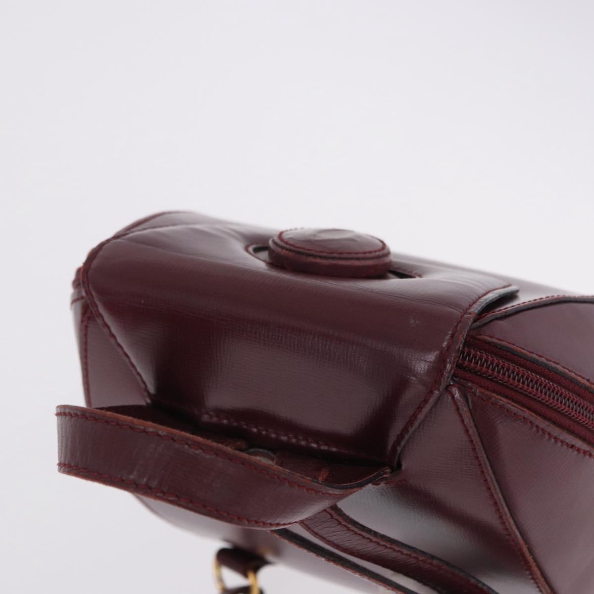 CARTIER Backpack Leather Bordeaux Gold Auth bs36274