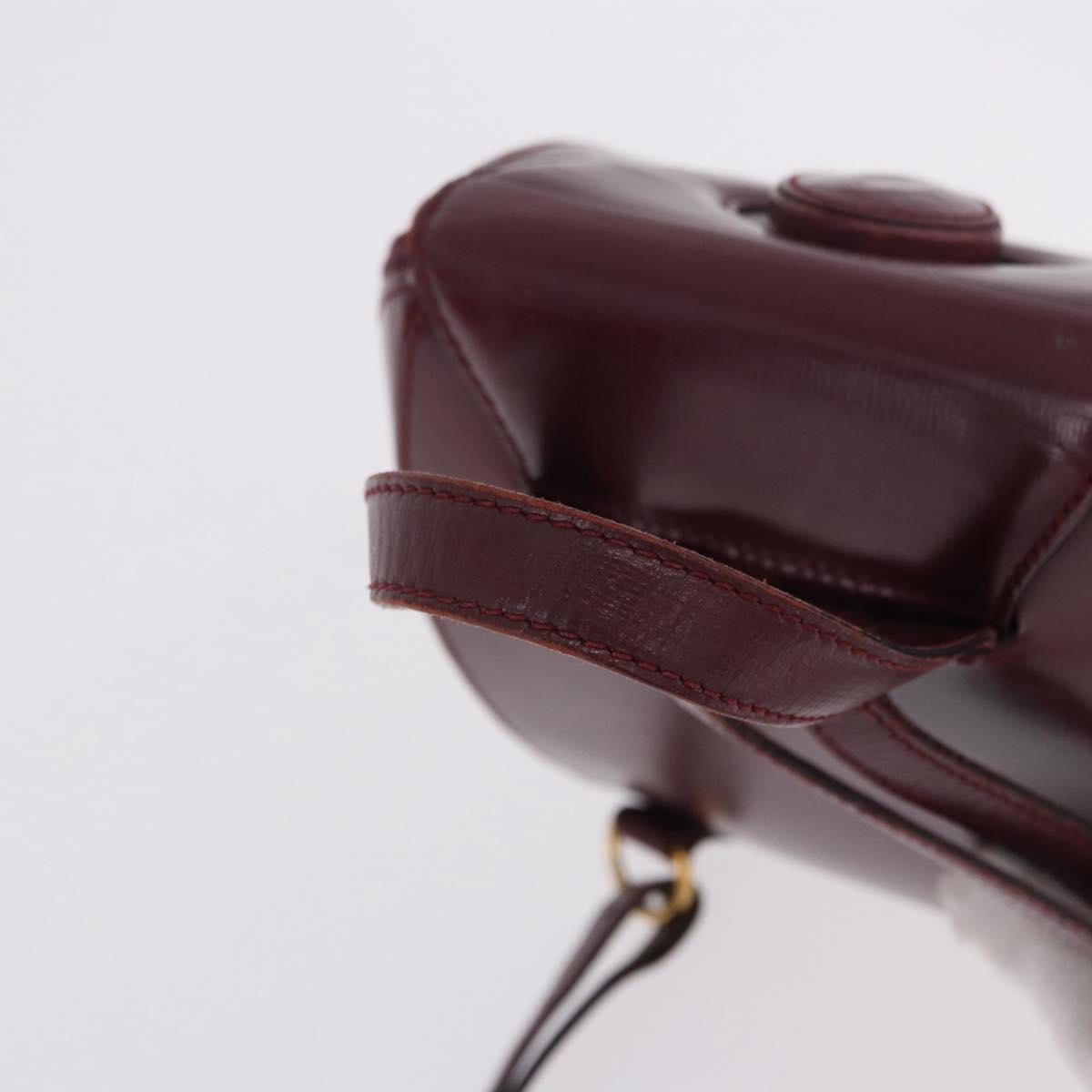 CARTIER Backpack Leather Bordeaux Gold Auth bs36274