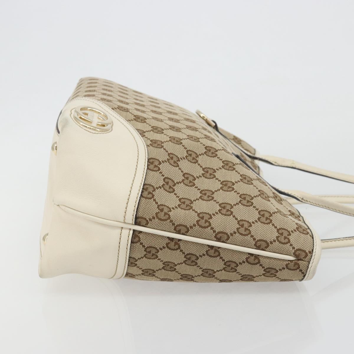 GUCCI GG Canvas Hand Bag Beige Gold 169946 Auth bs36275