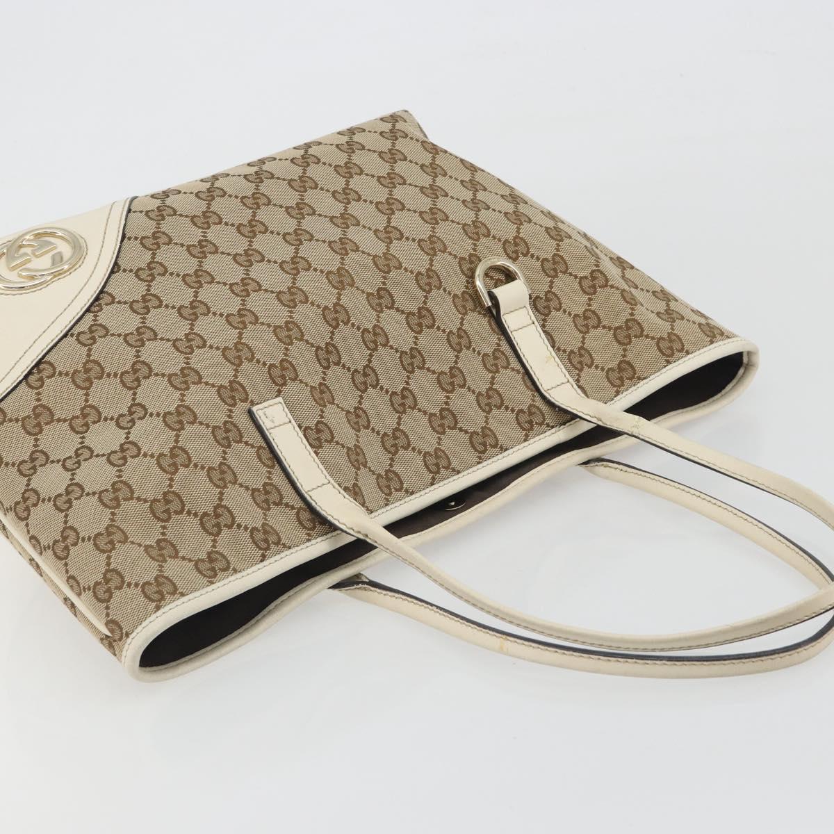 GUCCI GG Canvas Hand Bag Beige Gold 169946 Auth bs36275