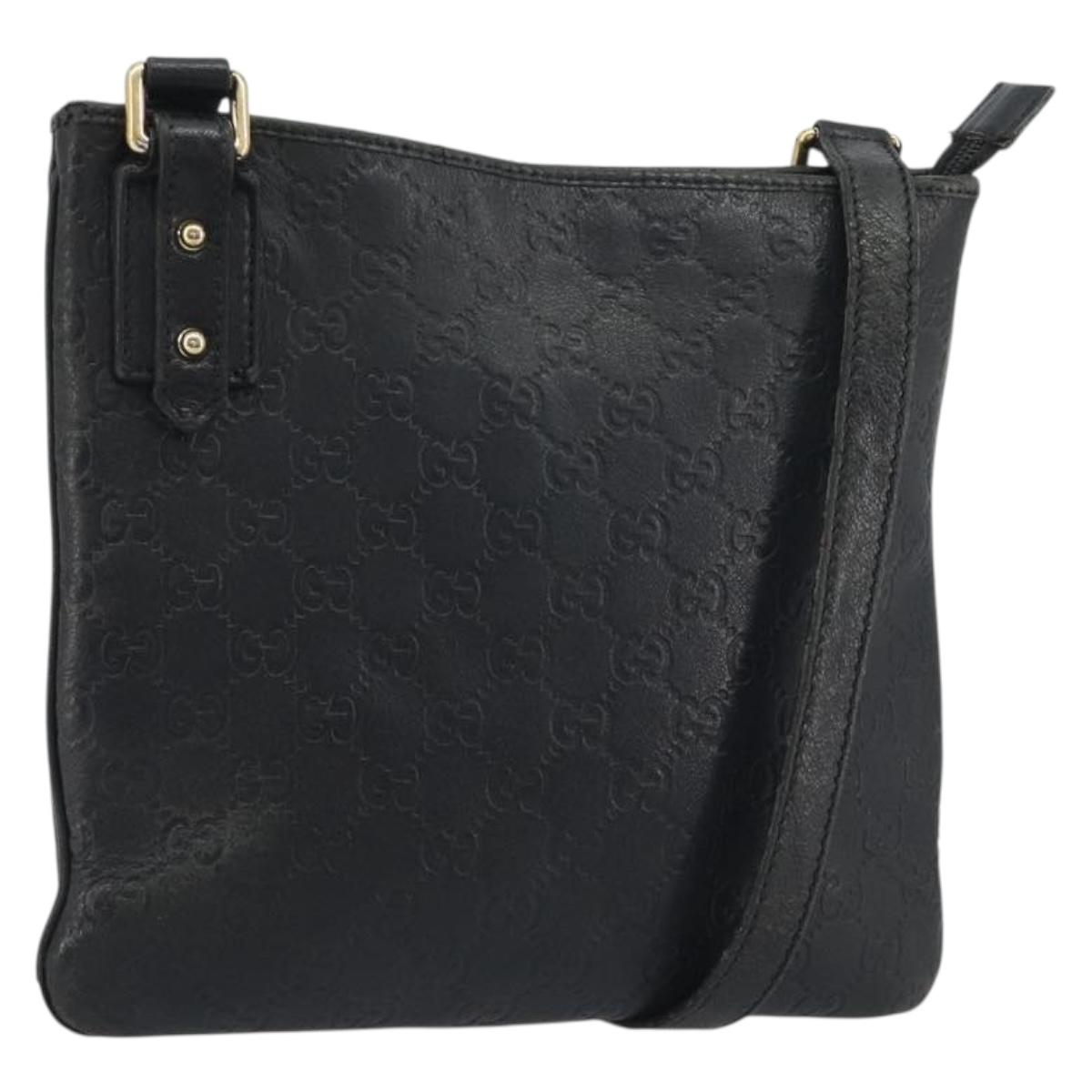GUCCI GG Canvas Guccissima Bag Leather Outlet Black Gold 239347 Auth bs36276