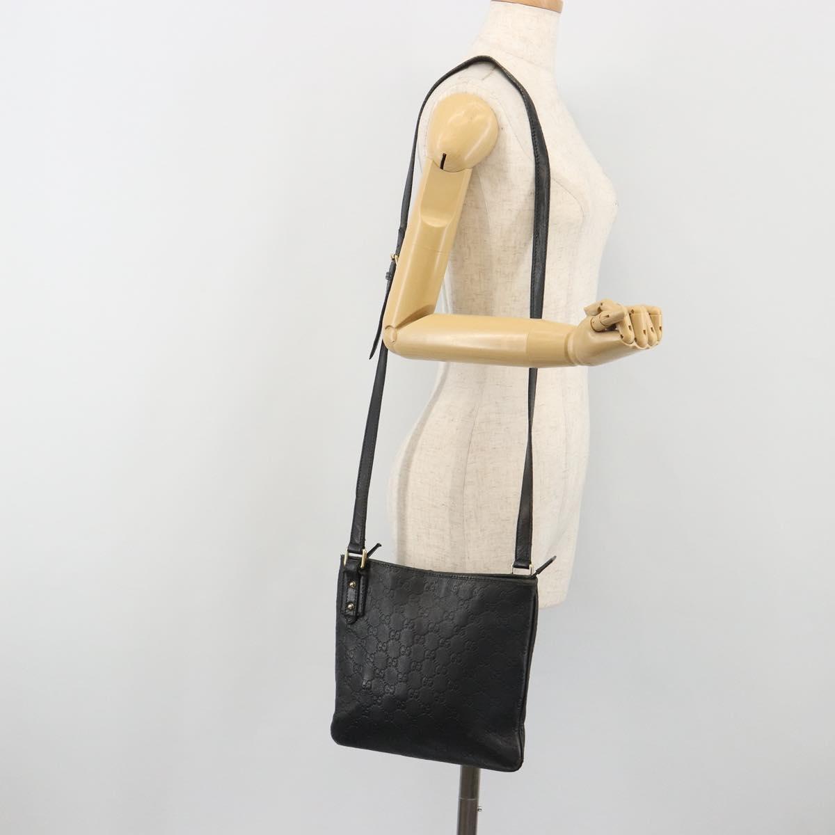 GUCCI GG Canvas Guccissima Bag Leather Outlet Black Gold 239347 Auth bs36276