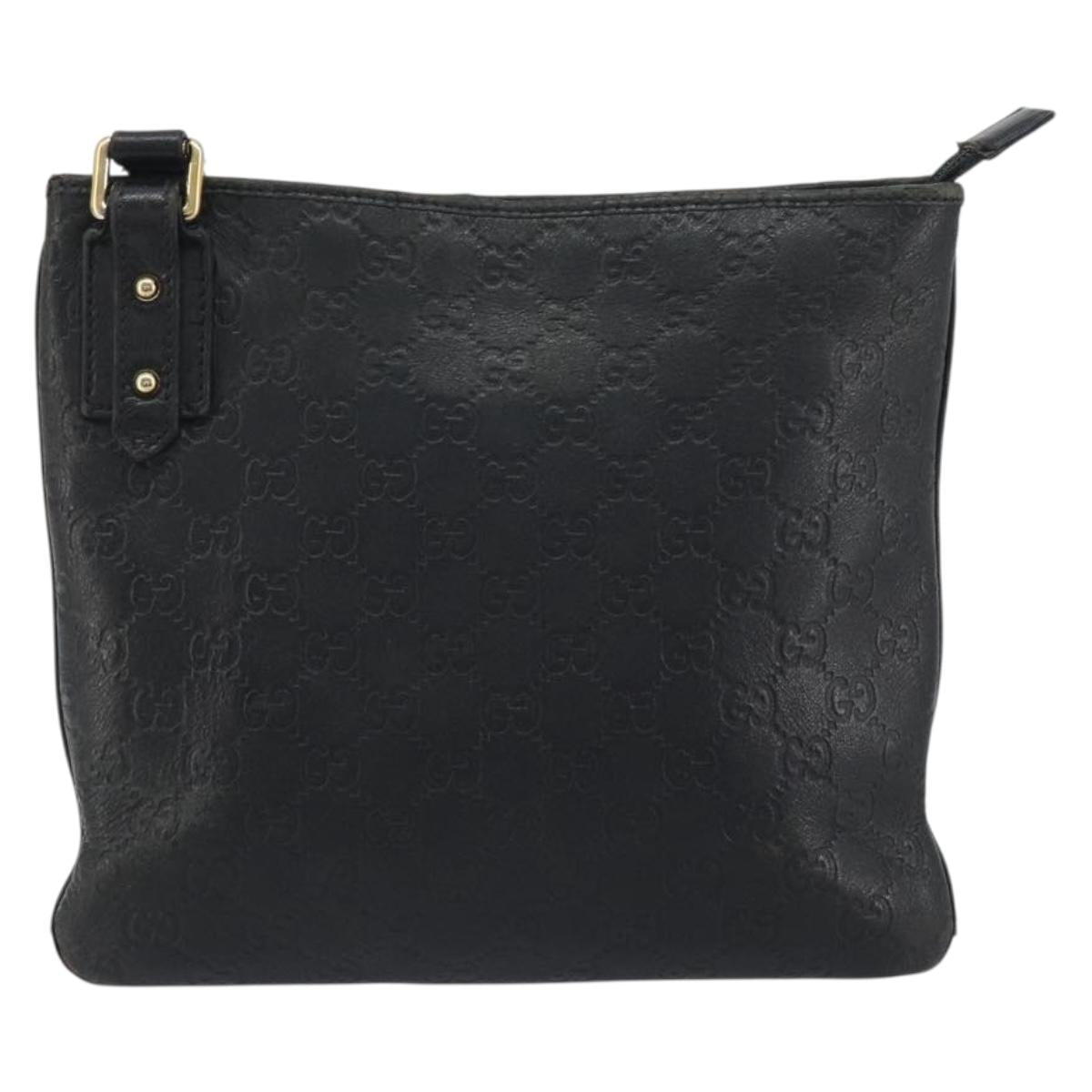 GUCCI GG Canvas Guccissima Bag Leather Outlet Black Gold 239347 Auth bs36276
