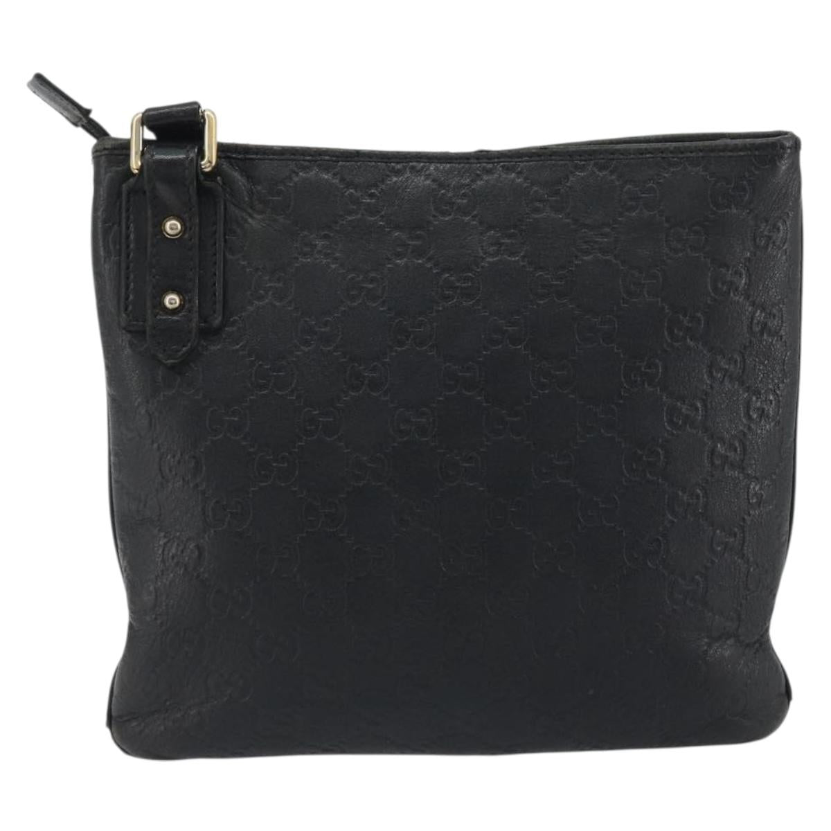 GUCCI GG Canvas Guccissima Bag Leather Outlet Black Gold 239347 Auth bs36276
