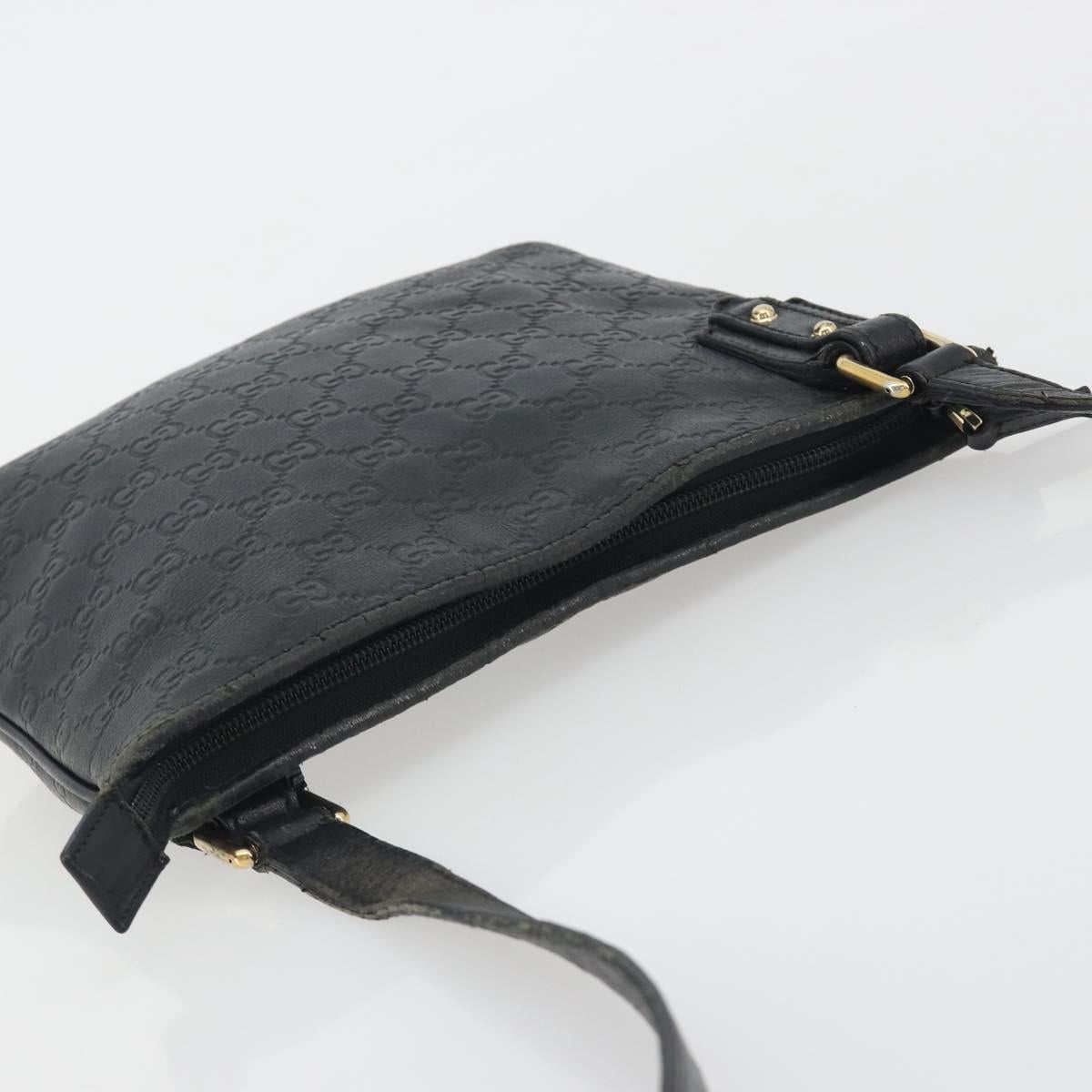 GUCCI GG Canvas Guccissima Bag Leather Outlet Black Gold 239347 Auth bs36276