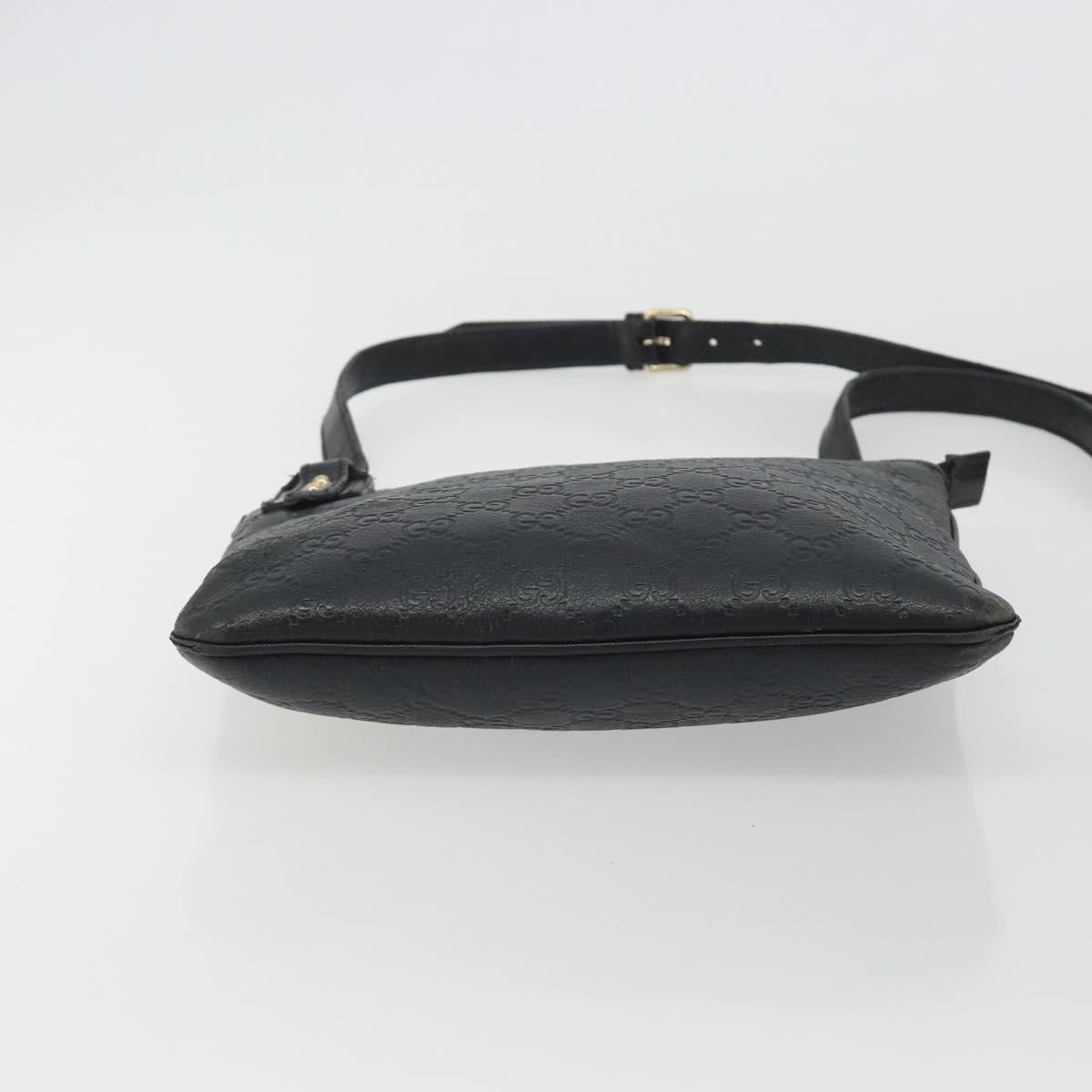 GUCCI GG Canvas Guccissima Bag Leather Outlet Black Gold 239347 Auth bs36276