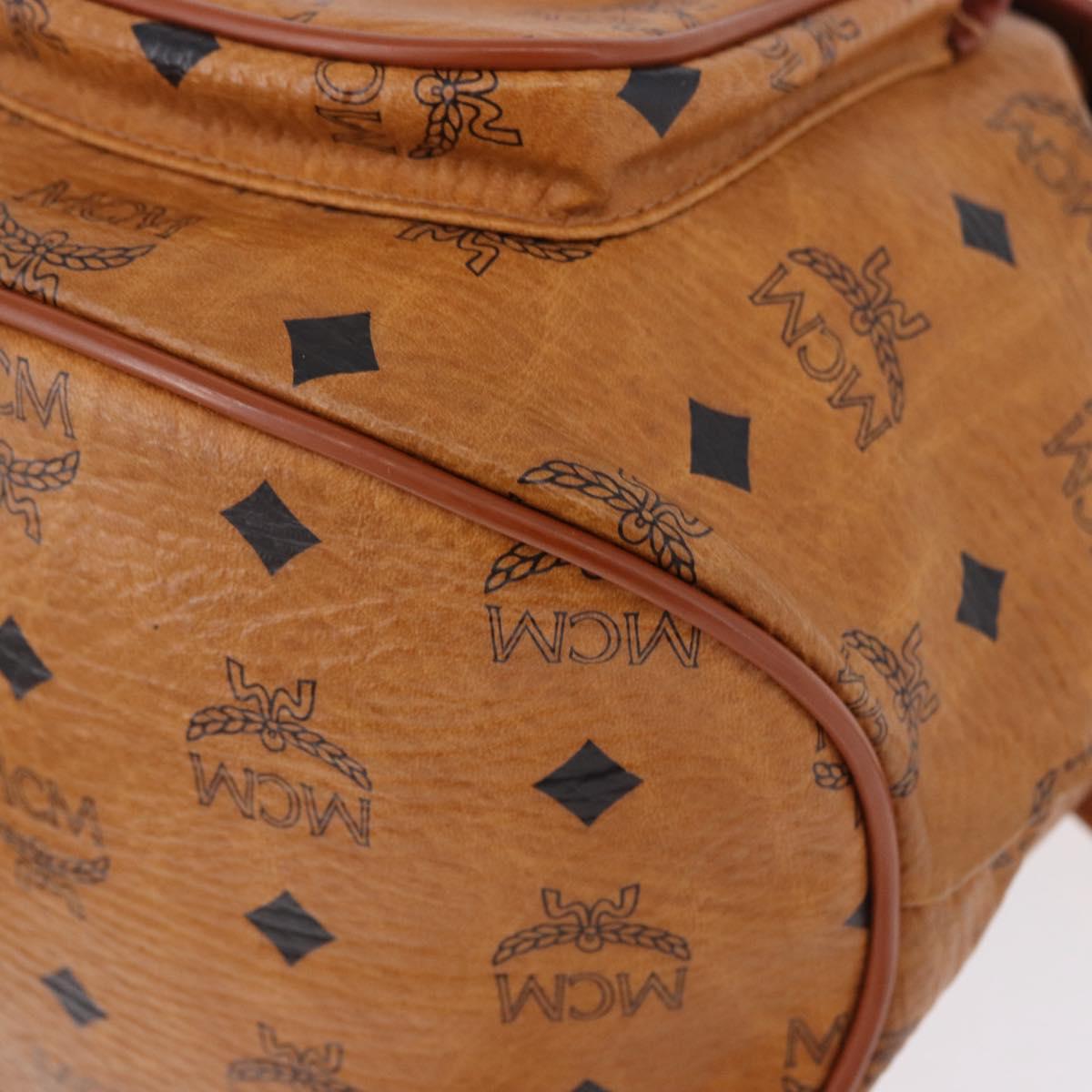MCM Vicetos Logogram Backpack PVC Beige Gold Auth bs36277