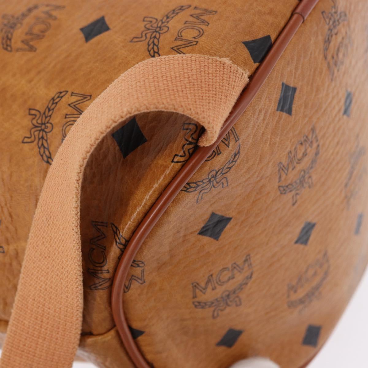 MCM Vicetos Logogram Backpack PVC Beige Gold Auth bs36277
