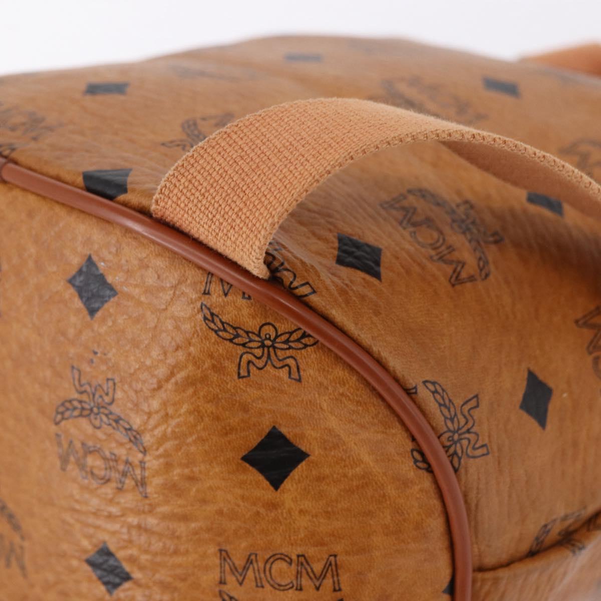 MCM Vicetos Logogram Backpack PVC Beige Gold Auth bs36277