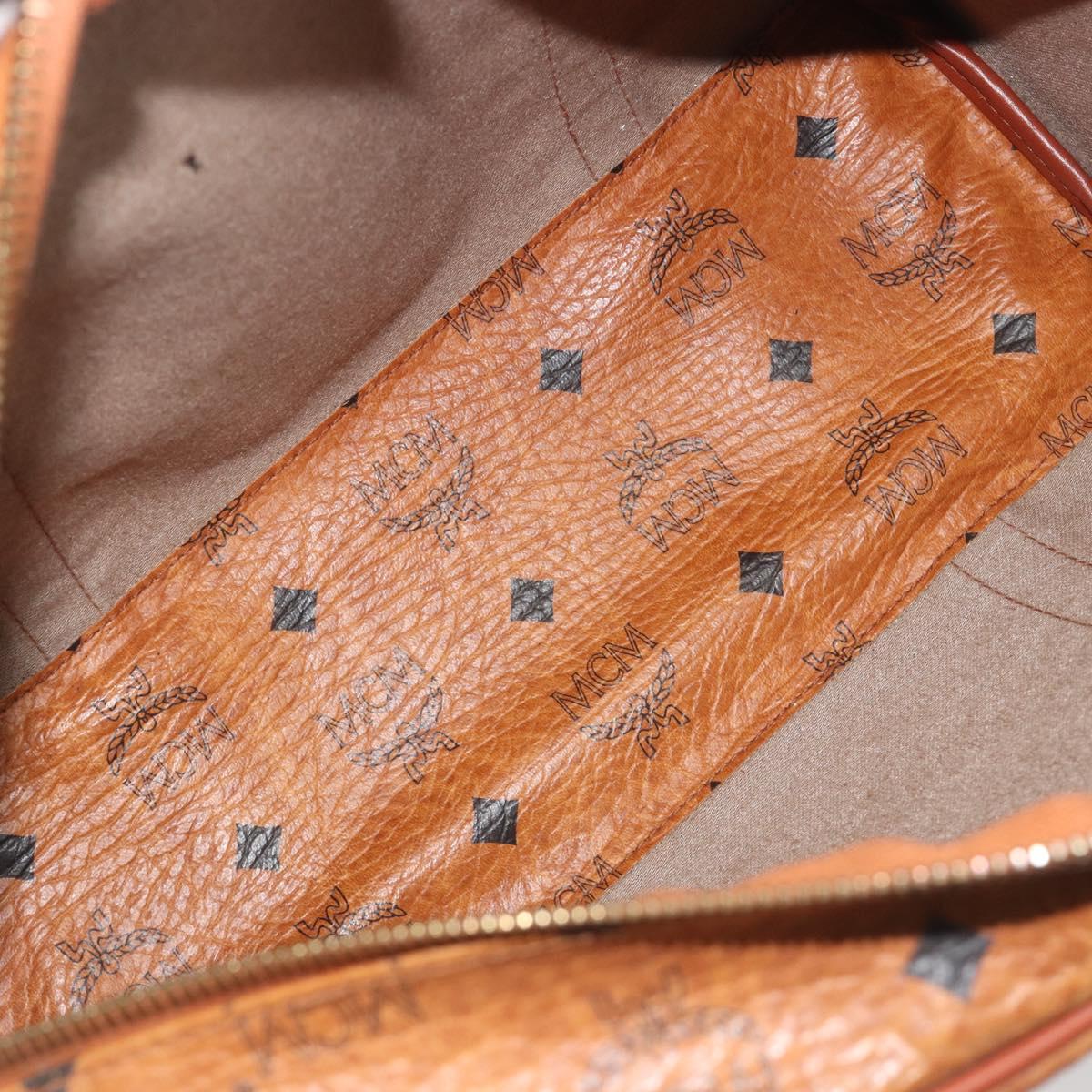 MCM Vicetos Logogram Hand Bag PVC Leather Brown Gold Auth bs36278