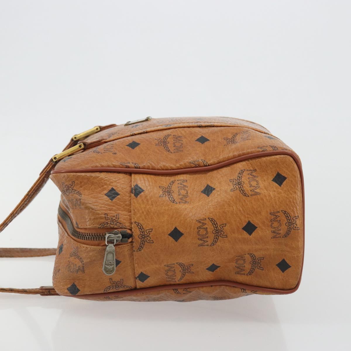 MCM Vicetos Logogram Hand Bag PVC Leather Brown Gold Auth bs36278