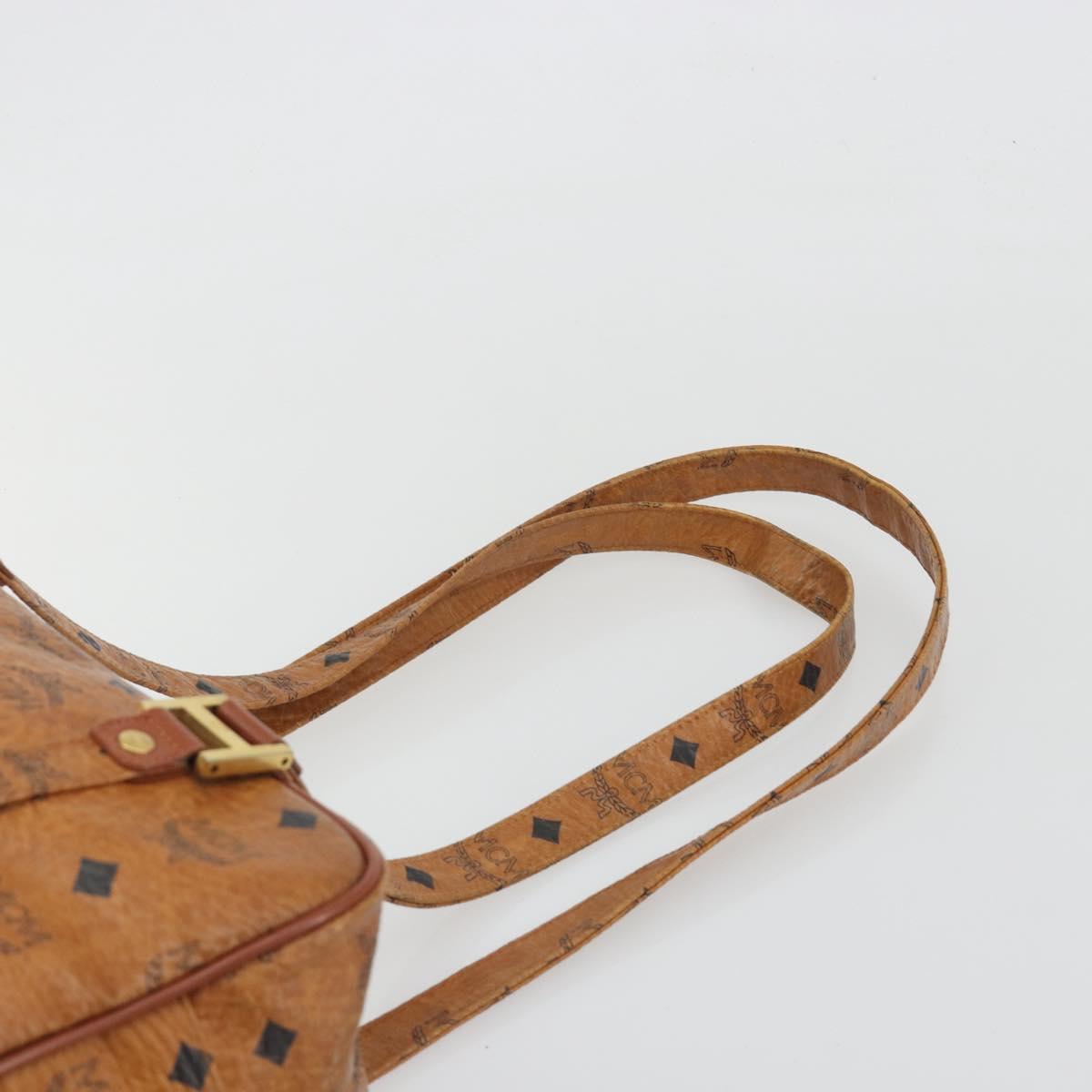 MCM Vicetos Logogram Hand Bag PVC Leather Brown Gold Auth bs36278
