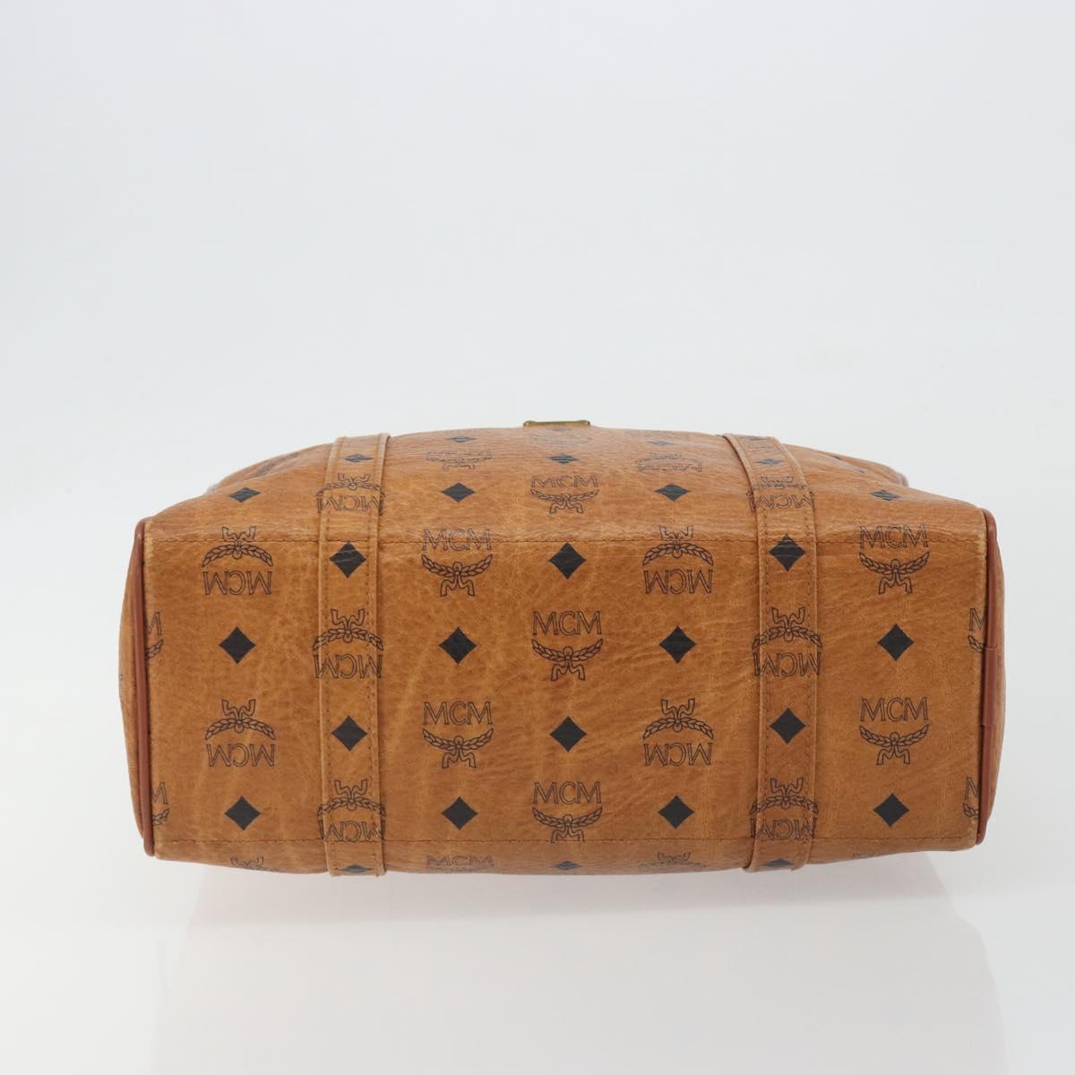 MCM Vicetos Logogram Hand Bag PVC Leather Brown Gold Auth bs36278