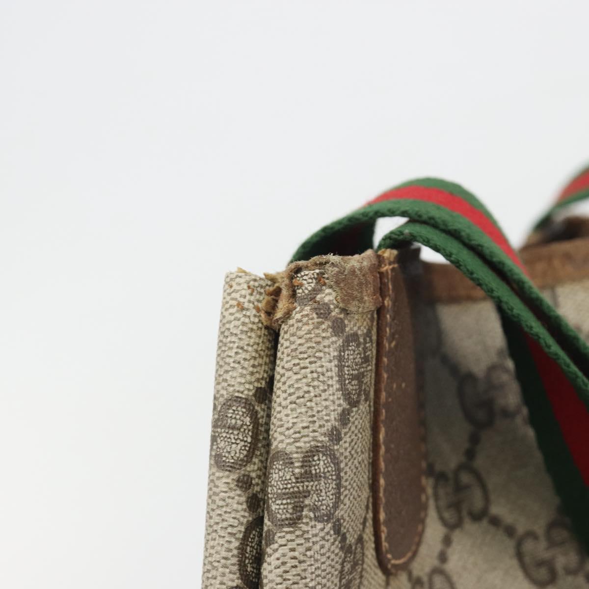 GUCCI GG Supreme Web Sherry Line Tote Bag PVC Beige 39 02 003 Auth bs36280