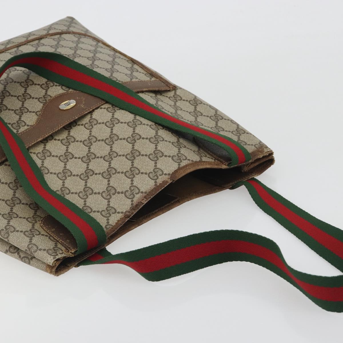 GUCCI GG Supreme Web Sherry Line Tote Bag PVC Beige 39 02 003 Auth bs36280