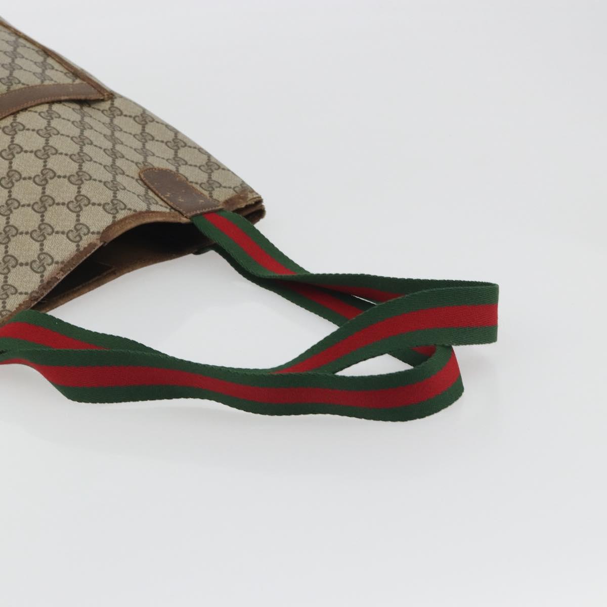 GUCCI GG Supreme Web Sherry Line Tote Bag PVC Beige 39 02 003 Auth bs36280