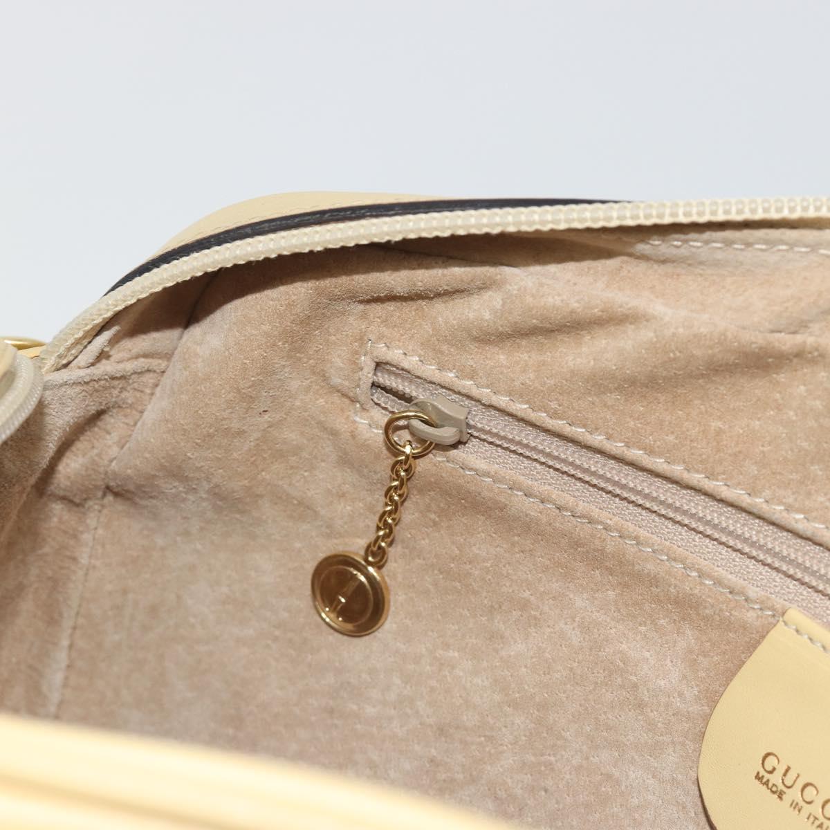 GUCCI Shoulder Bag Leather Ivory Gold 001 115 1515 Auth bs36281