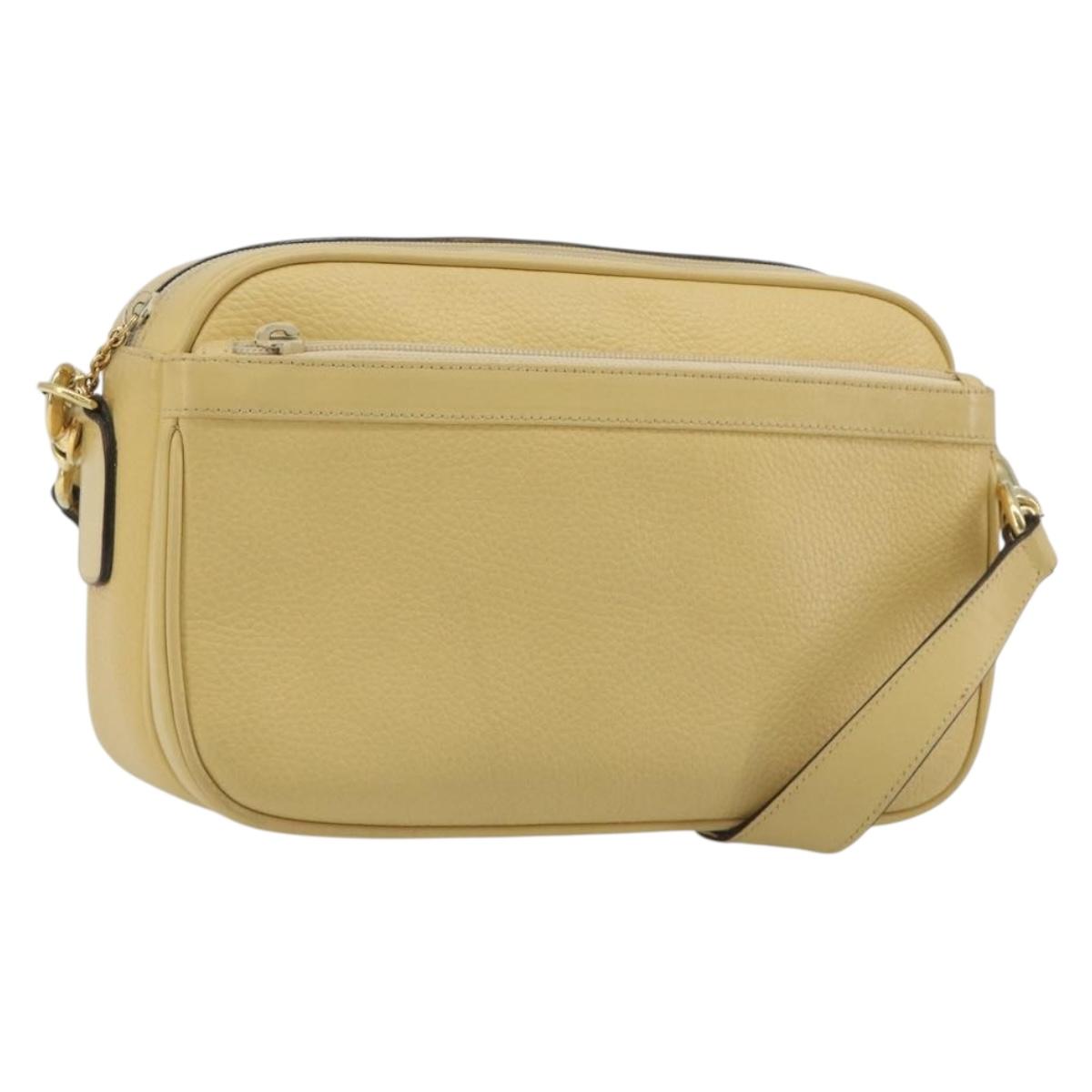 GUCCI Shoulder Bag Leather Ivory Gold 001 115 1515 Auth bs36281