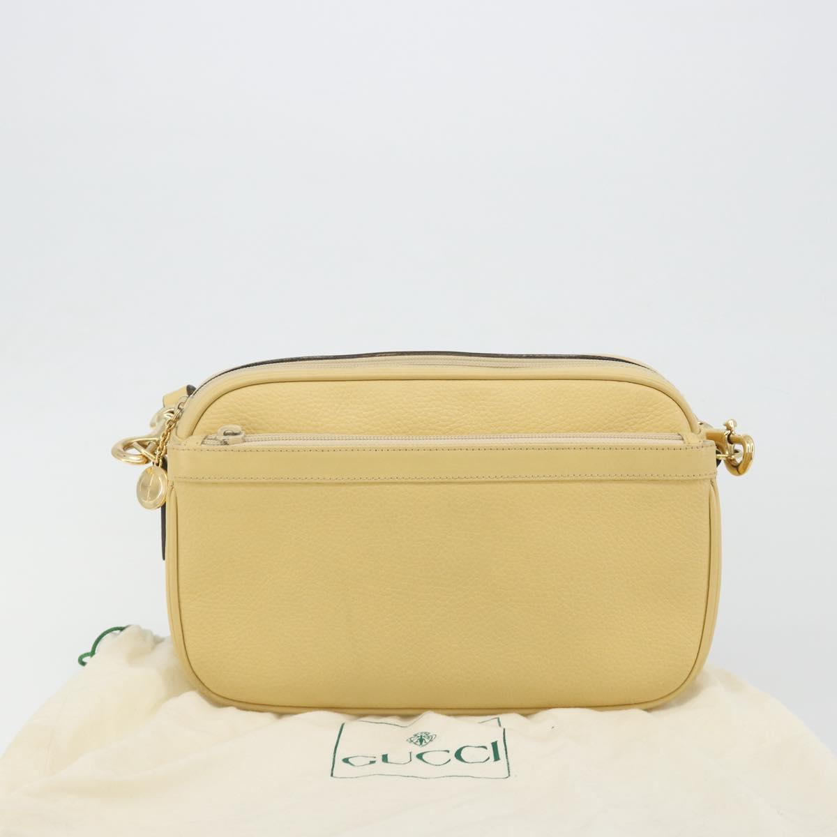 GUCCI Shoulder Bag Leather Ivory Gold 001 115 1515 Auth bs36281