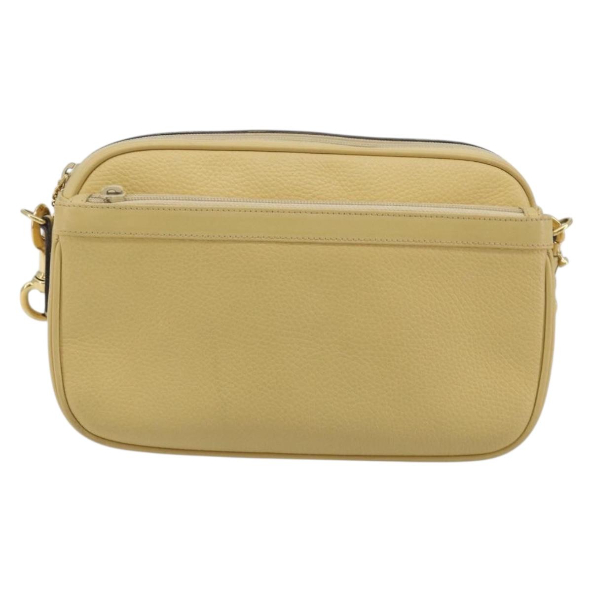 GUCCI Shoulder Bag Leather Ivory Gold 001 115 1515 Auth bs36281