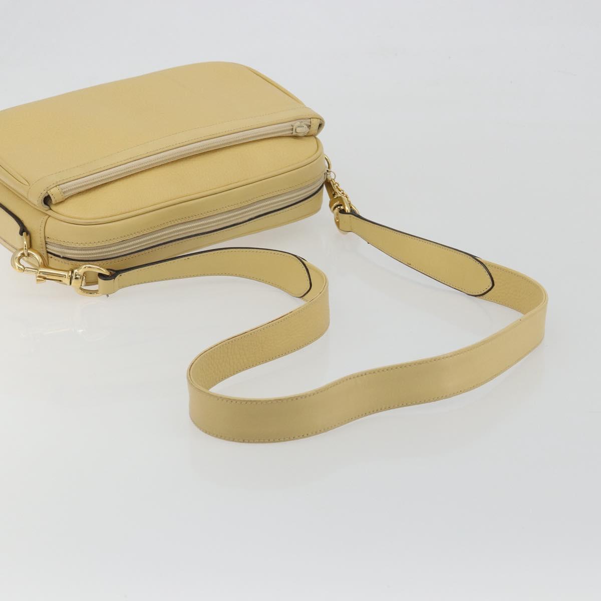 GUCCI Shoulder Bag Leather Ivory Gold 001 115 1515 Auth bs36281
