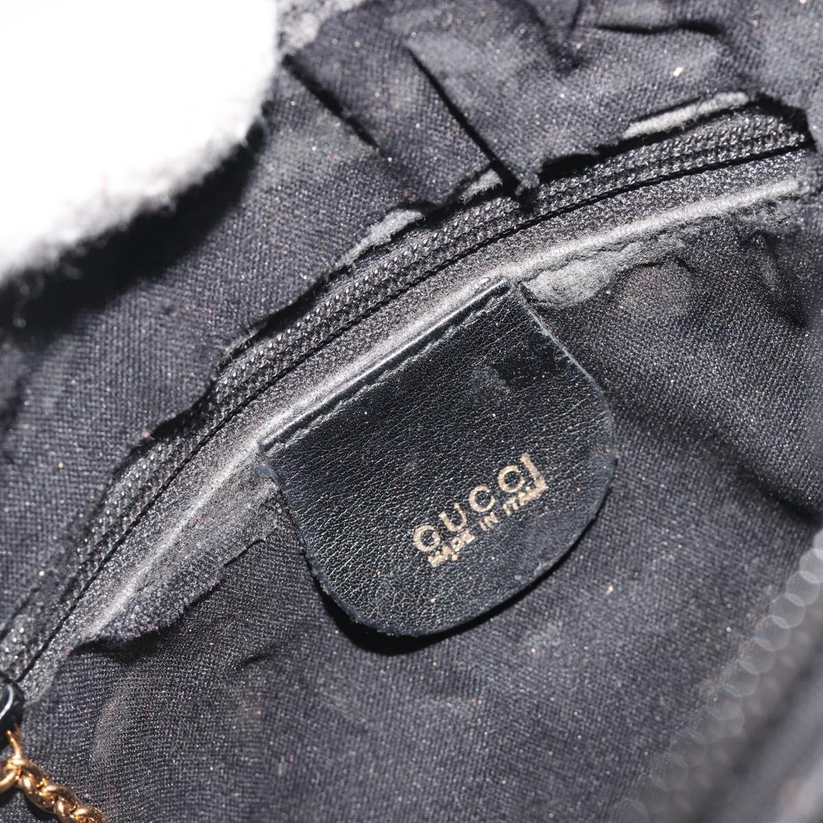 GUCCI Bamboo Hand Bag Leather 2way Black Gold 007 122 0232 Auth bs36283