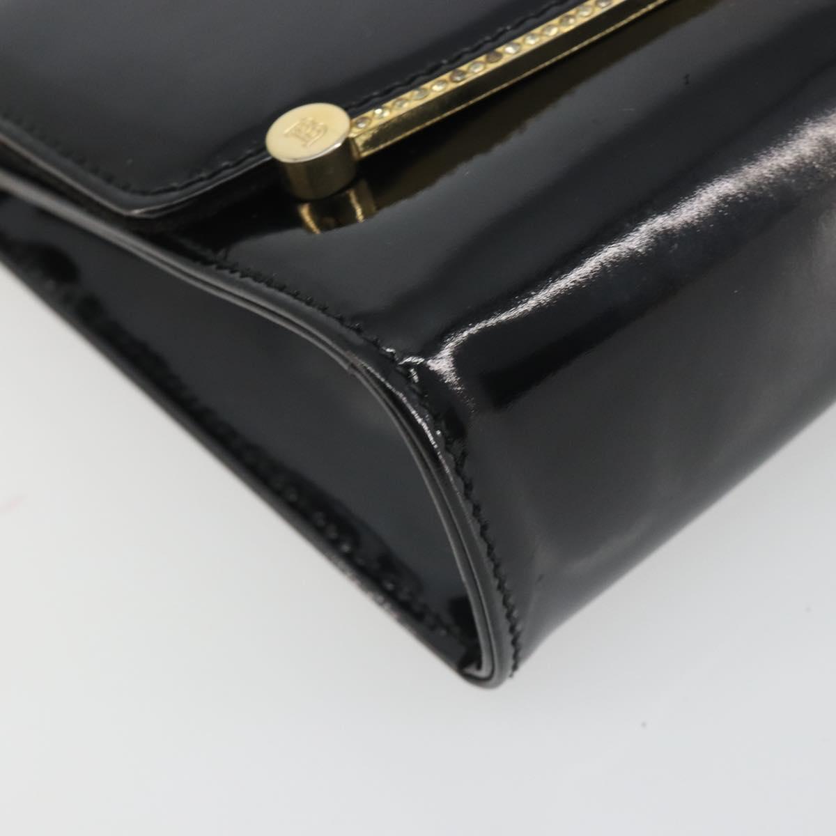 BALLY Chain Shoulder Bag Patent Leather Black Gold Auth bs36285A